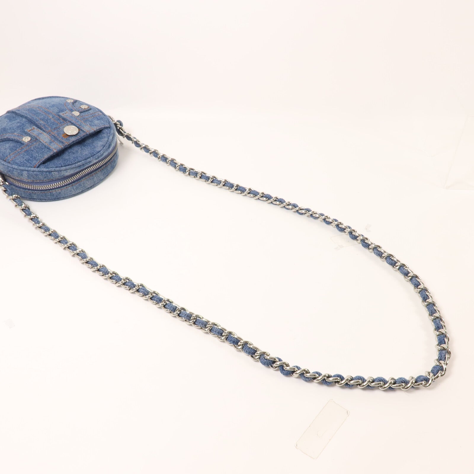 MOSCHINO 牛仔布Chain Shoulder鏈帶肩背袋