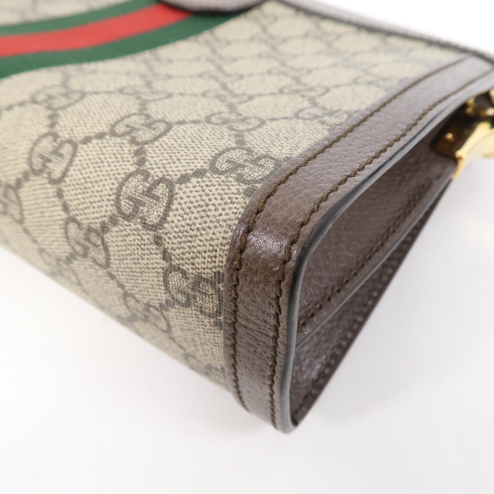 GUCCI 【激減優惠】塗層帆布Ophidia GG Chain金扣鏈帶肩背袋啡色
