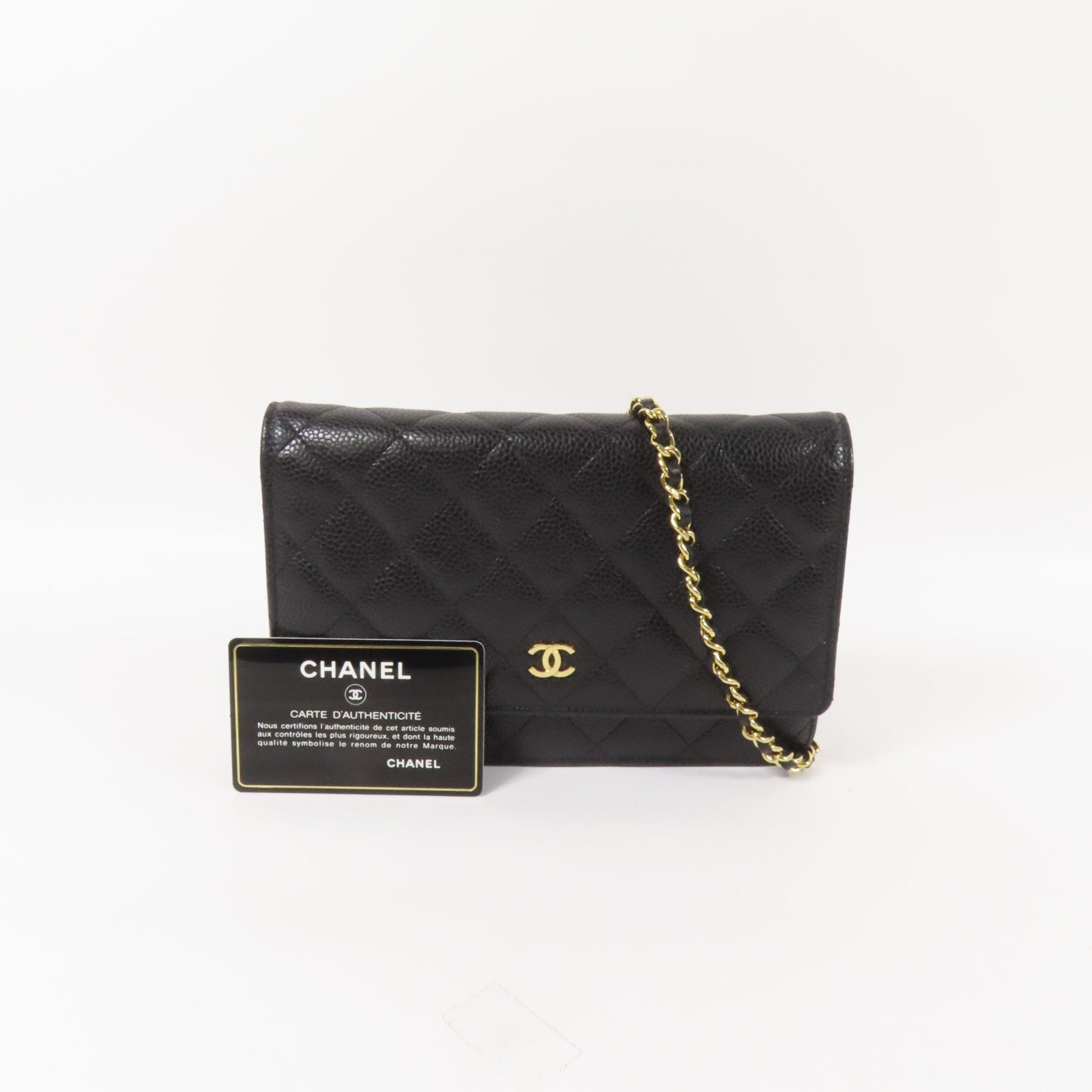 CHANEL 牛皮皮革WOC Wallet On Chain金扣鏈帶肩背袋