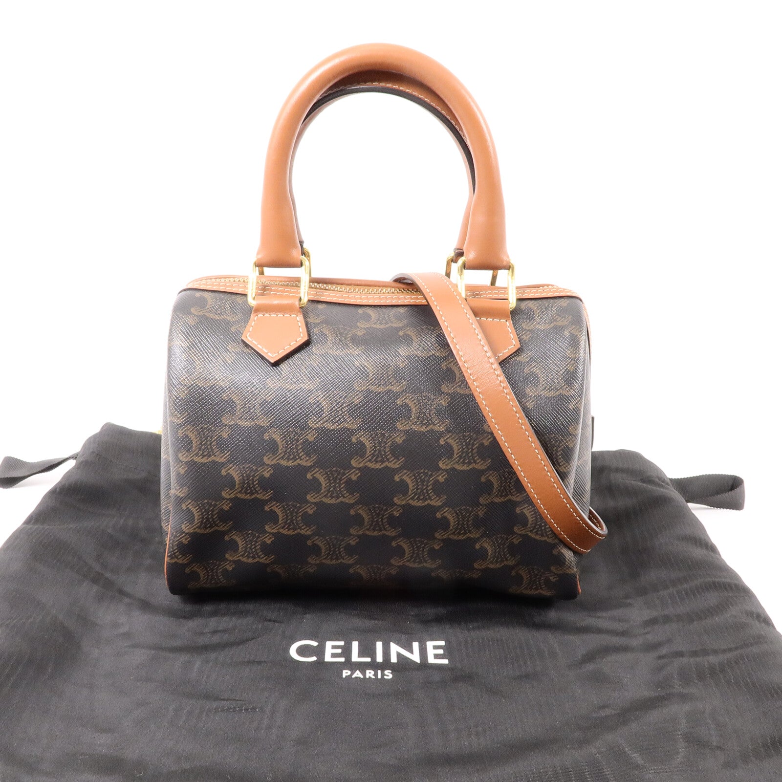 CELINE 塗層帆布Mini Boston In Triomphe手挽肩背兩用袋