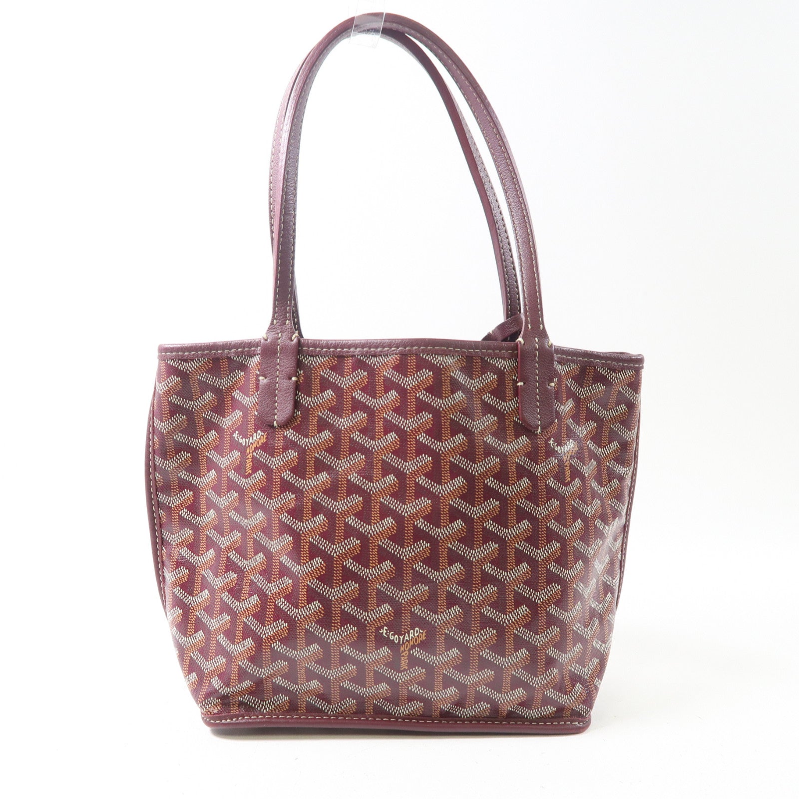 GOYARD 塗層帆布Anjou銀扣手挽袋紅色