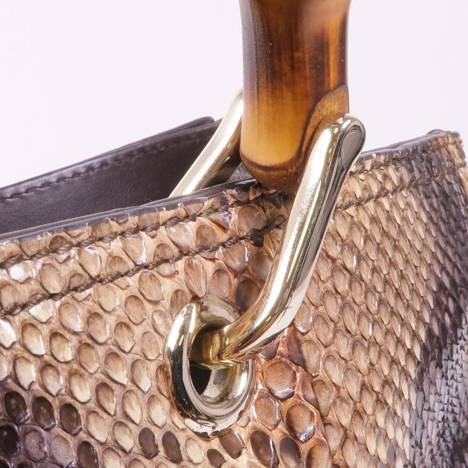 GUCCI 蛇皮皮革Shoulder Bag銀扣手挽肩背兩用袋