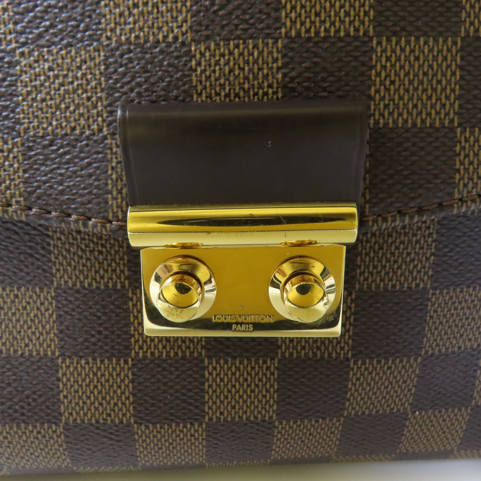 LOUIS VUITTON Damier Croisette金扣手挽肩背兩用袋