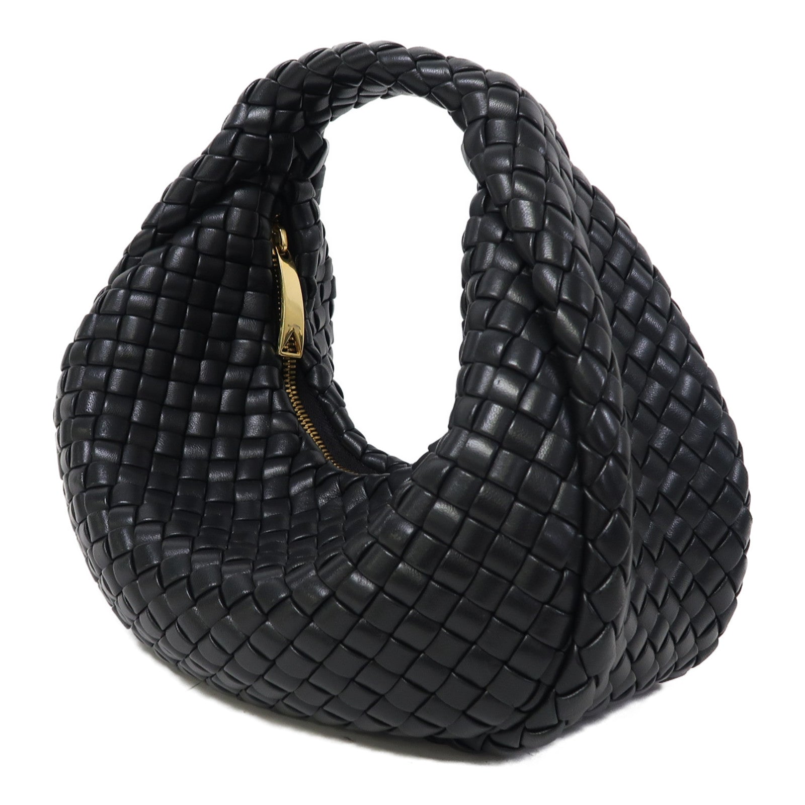 BOTTEGA VENETA 織紋牛皮皮革Hand Bag金扣手挽袋黑色