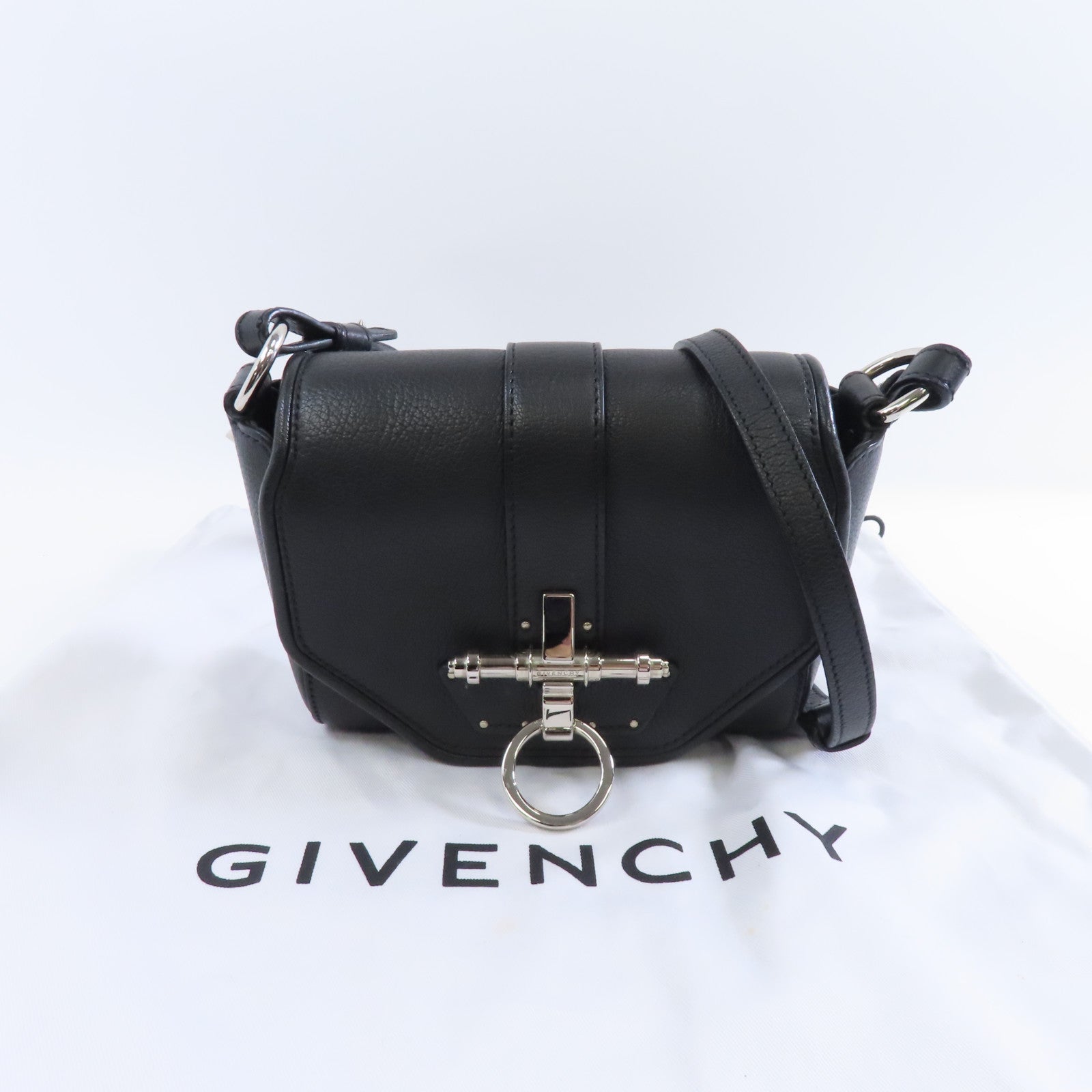 GIVENCHY 【激減優惠】山羊皮皮革Obsedia Crossbody Bag銀扣肩背袋黑色