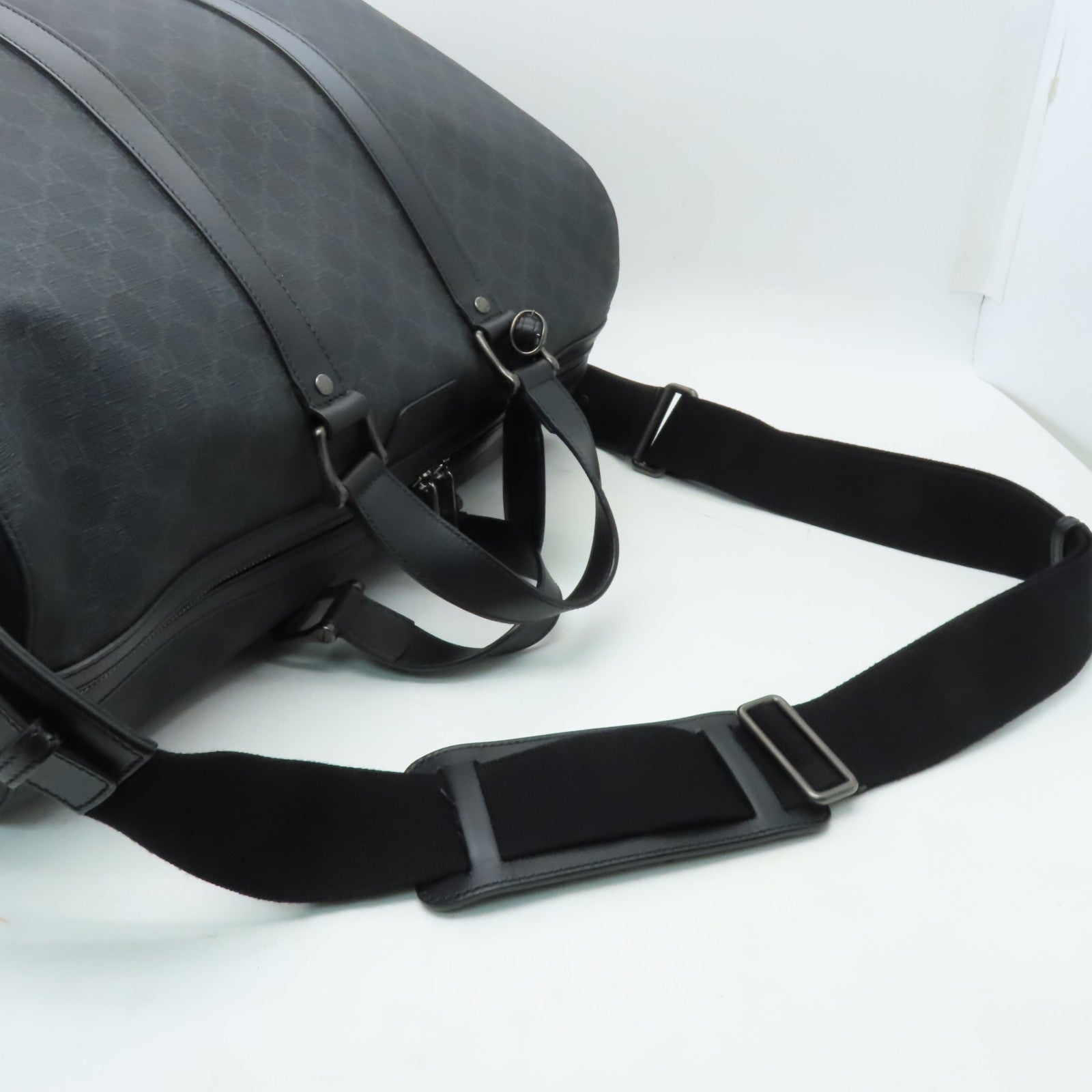 GUCCI 塗層帆布2way Shoulder Bag銀扣手挽肩背兩用袋黒色