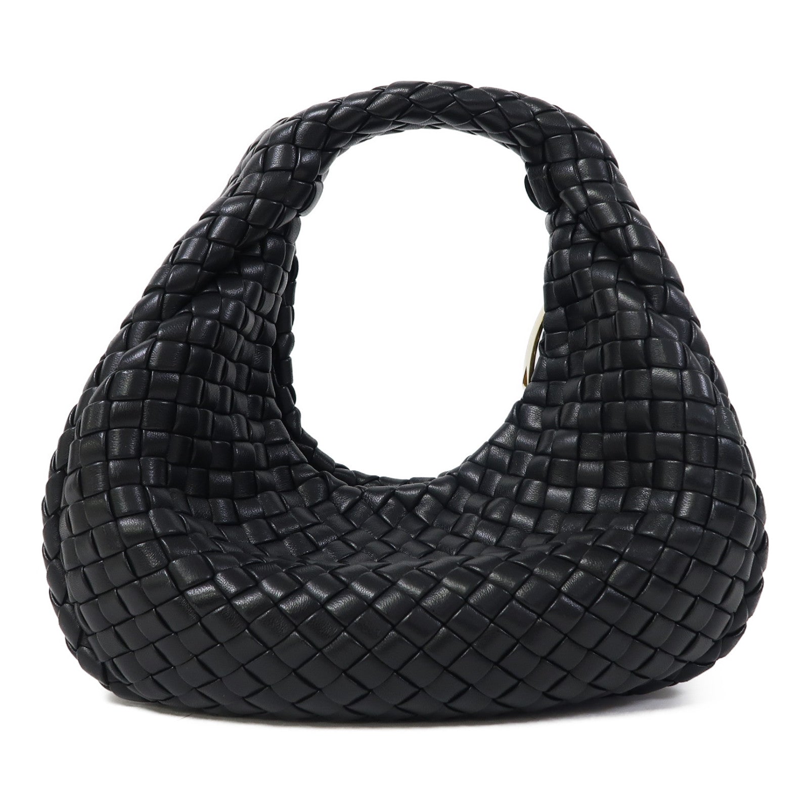 BOTTEGA VENETA 織紋牛皮皮革Hand Bag金扣手挽袋黑色