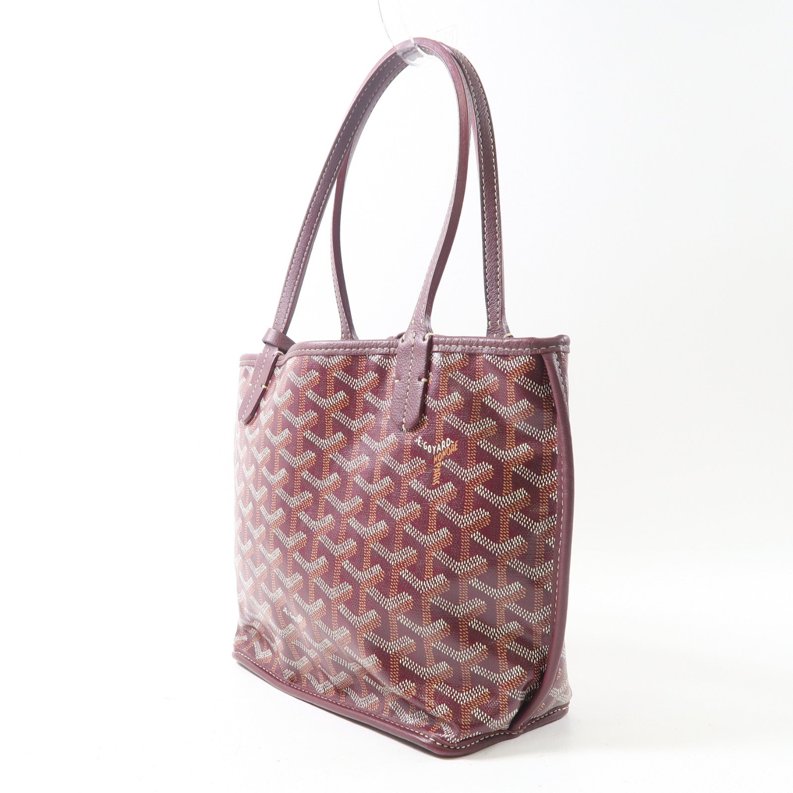GOYARD 塗層帆布Anjou銀扣手挽袋紅色