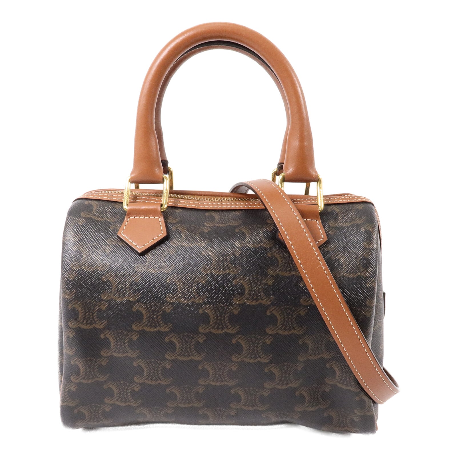 CELINE 塗層帆布Mini Boston In Triomphe手挽肩背兩用袋