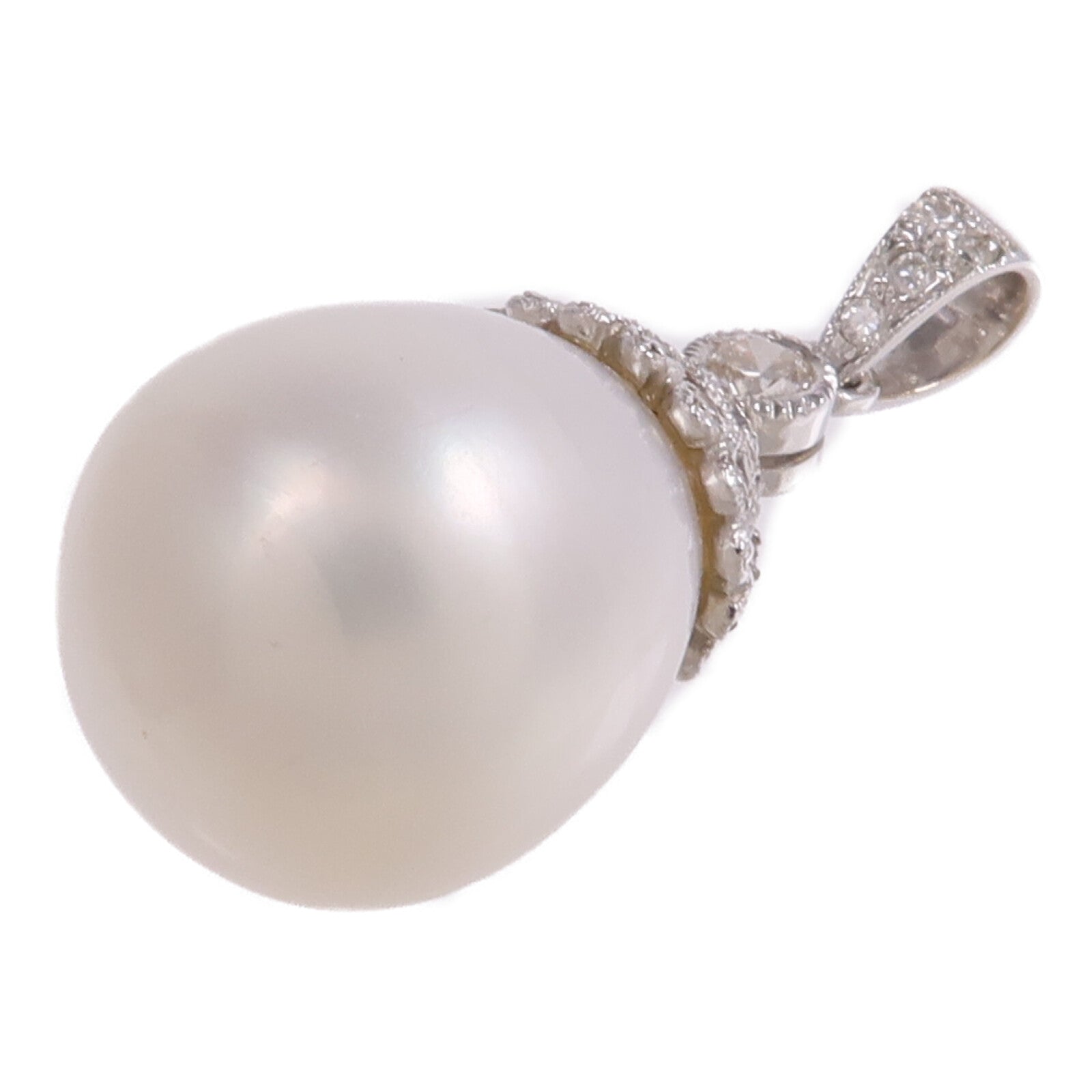 JEWELRY 18K白金Pearl Diamond Pendant Top珍珠/鑽石吊墜