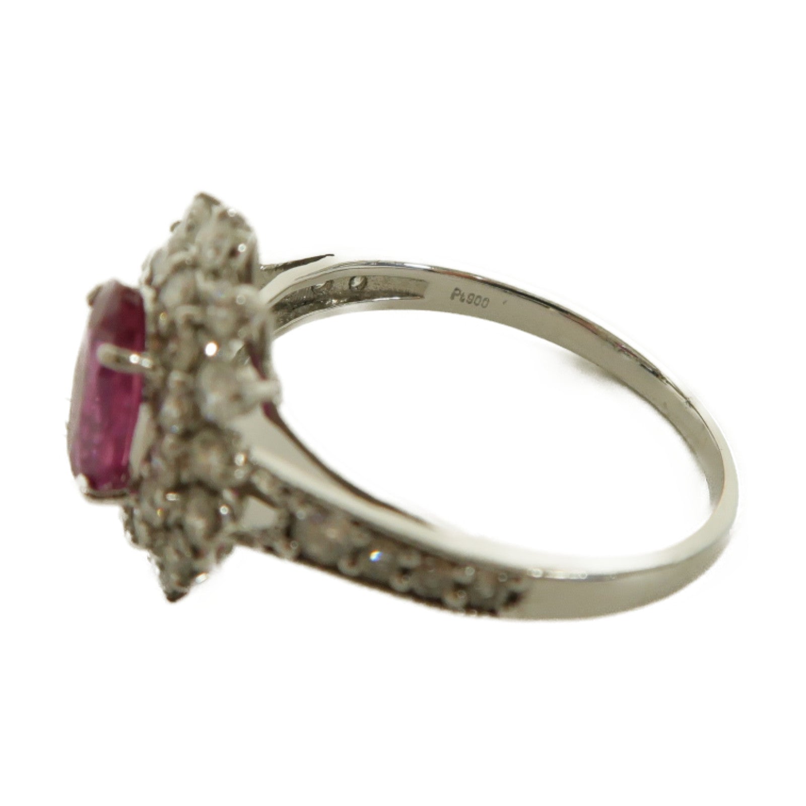 JEWELRY 【激減優惠】PT900鉑金Ruby Ring紅寶石/鑽石戒指粉紅色US#8