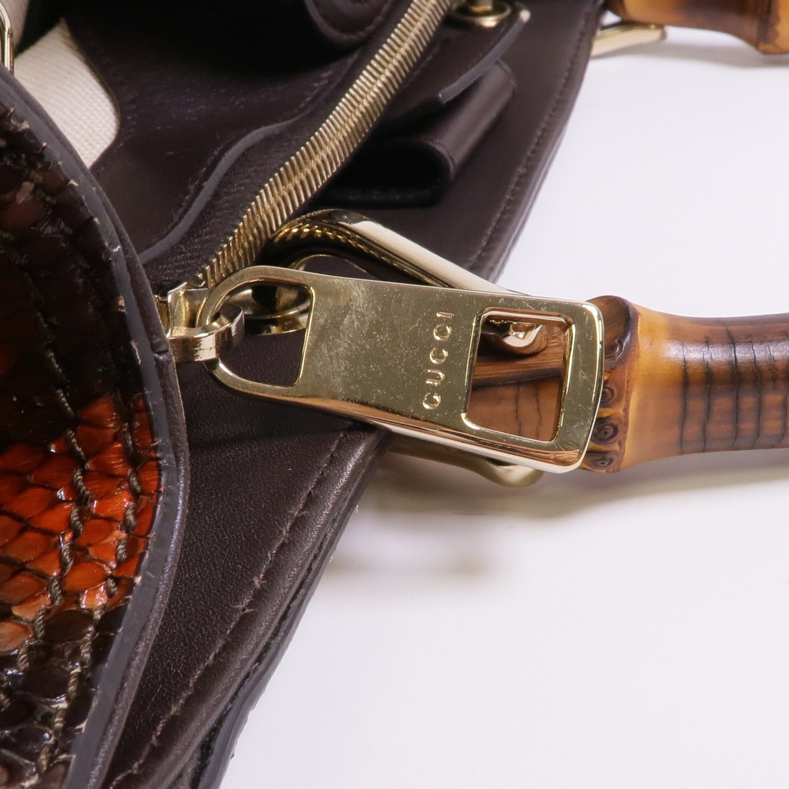 GUCCI 蛇皮皮革Shoulder Bag銀扣手挽肩背兩用袋