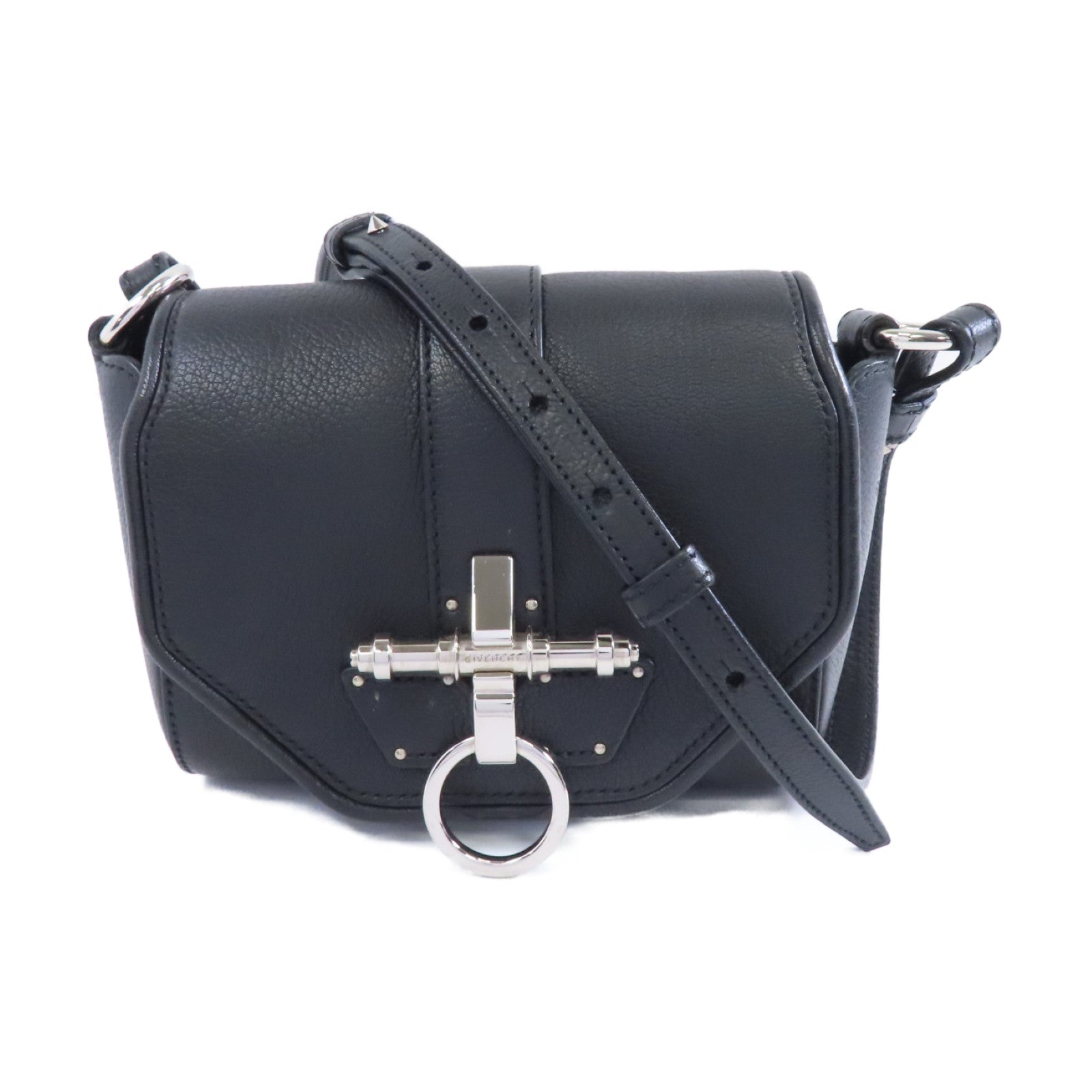 GIVENCHY 【激減優惠】山羊皮皮革Obsedia Crossbody Bag銀扣肩背袋黑色