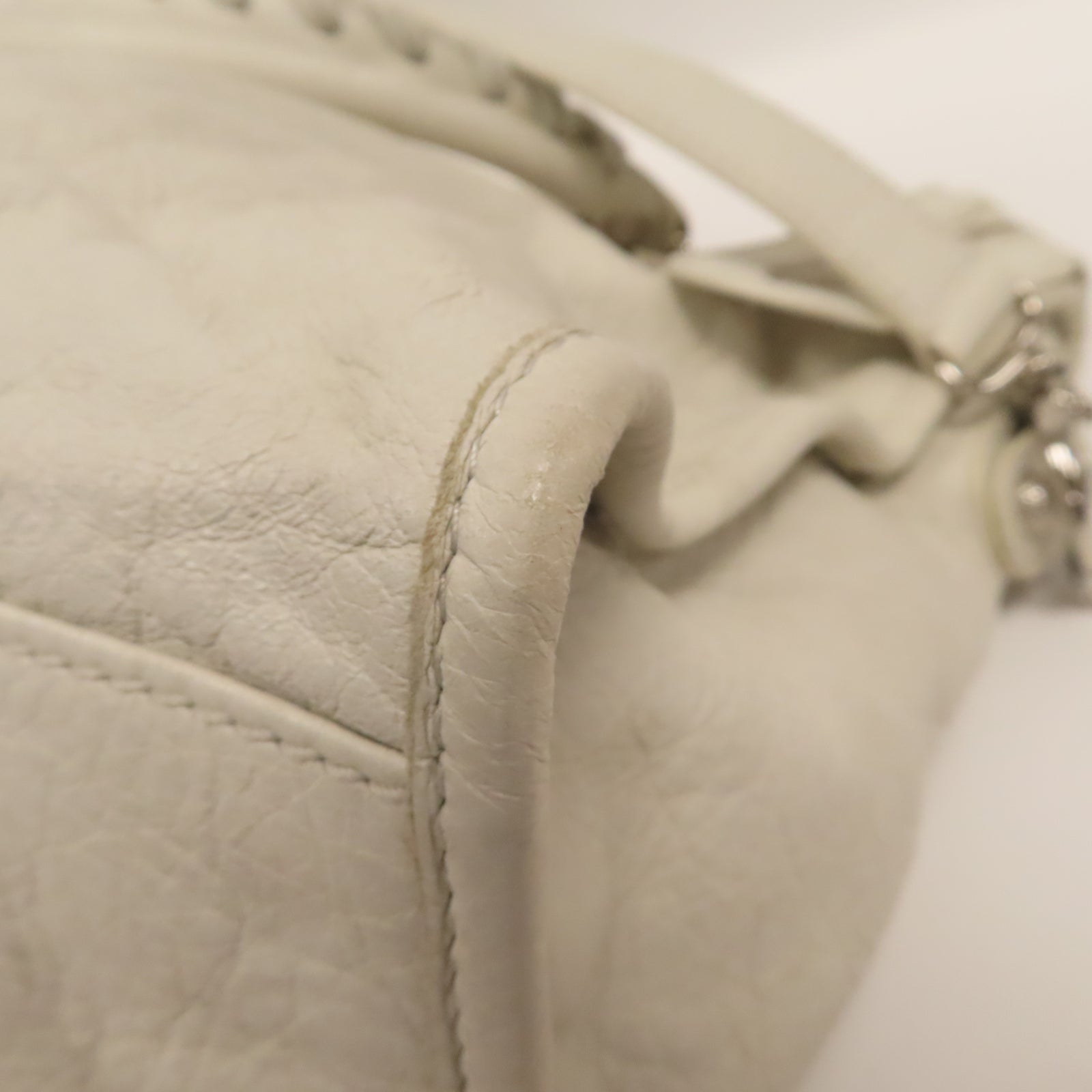 BALENCIAGA 羊皮皮革City銀扣手挽肩背兩用袋白色