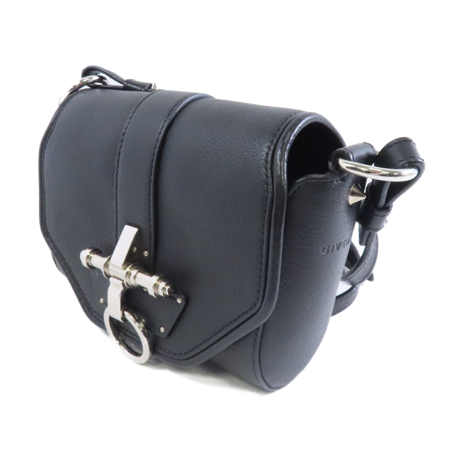 GIVENCHY 【激減優惠】山羊皮皮革Obsedia Crossbody Bag銀扣肩背袋黑色