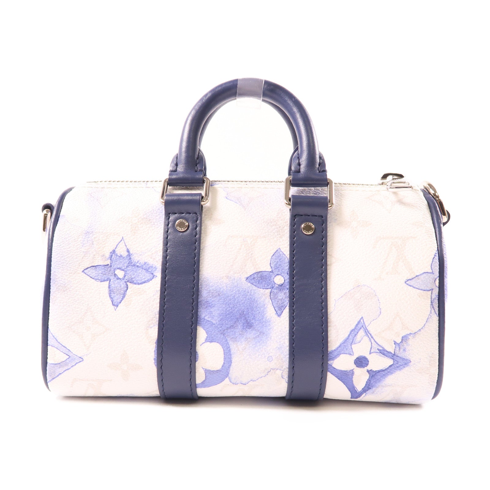 LOUIS VUITTON Monogram Watercolor Keepall XS銀扣手挽肩背兩用袋藍色/白色