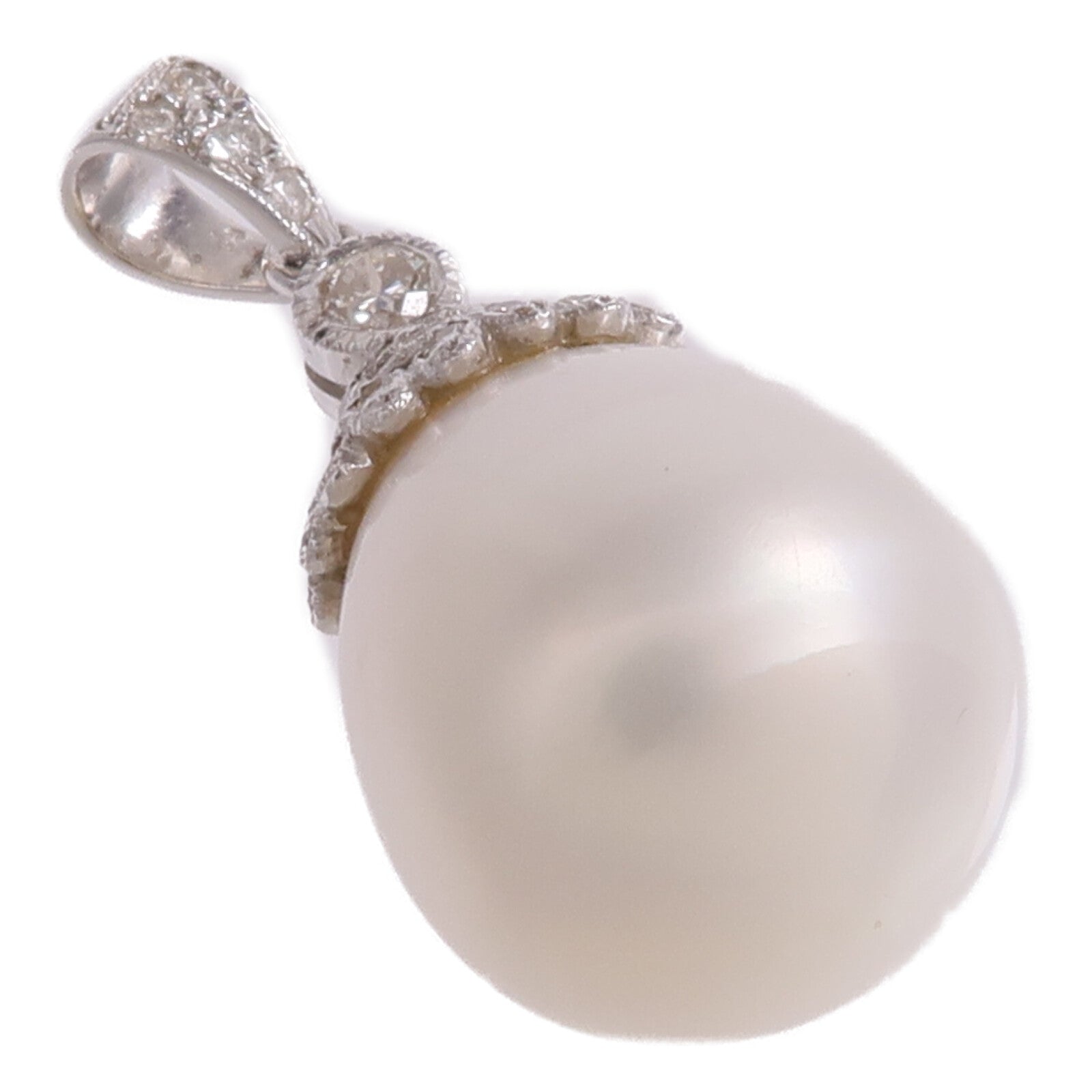JEWELRY 18K白金Pearl Diamond Pendant Top珍珠/鑽石吊墜
