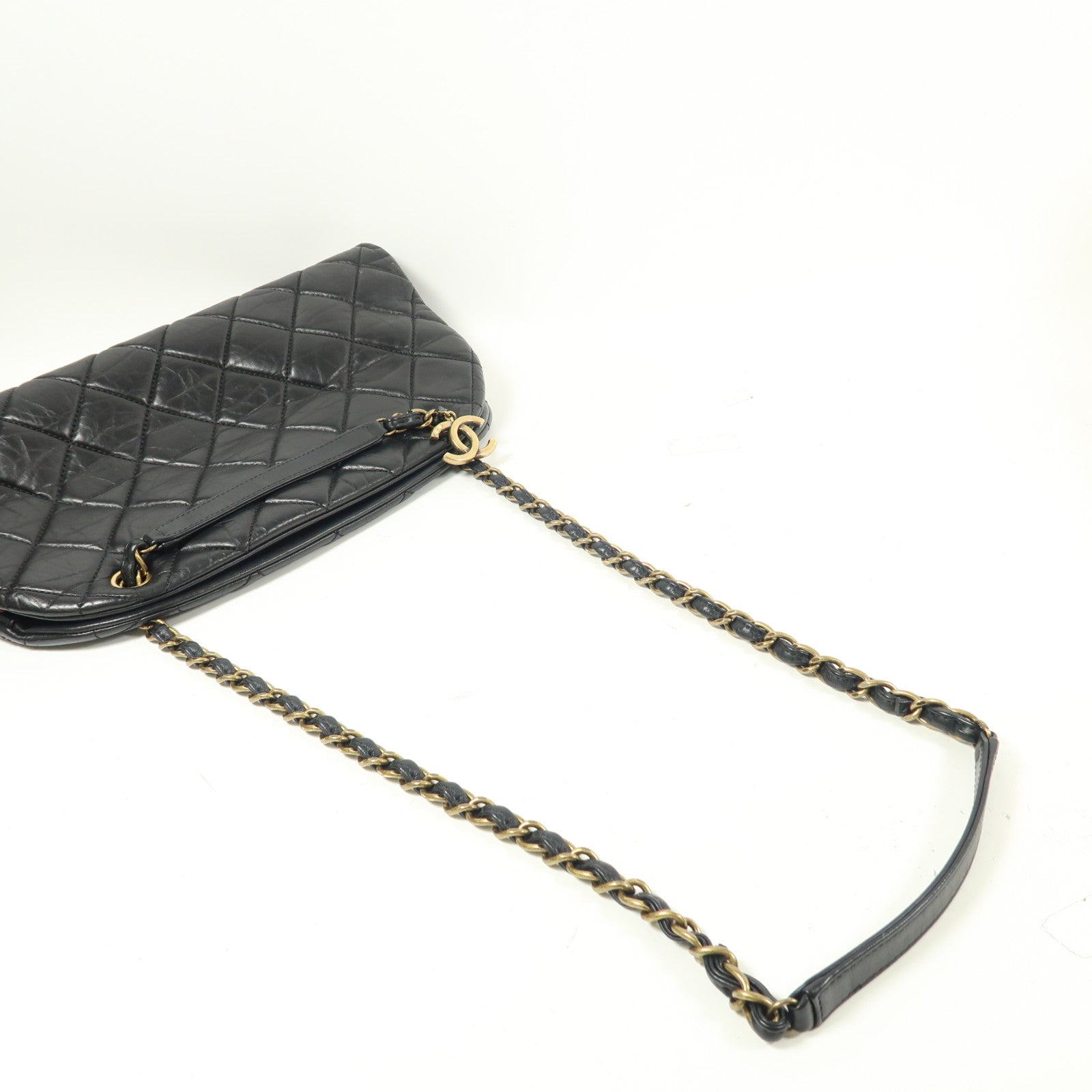 CHANEL 牛皮皮革Shoulder Bag金扣鏈帶肩背袋