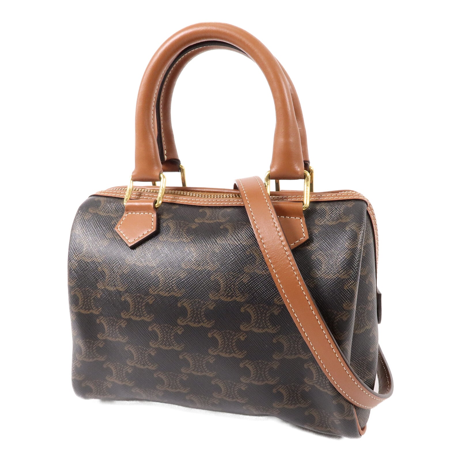 CELINE 塗層帆布Mini Boston In Triomphe手挽肩背兩用袋