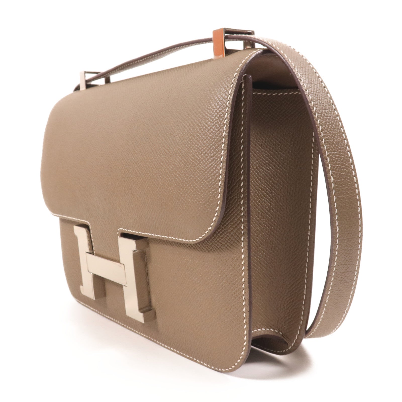HERMES Epsom皮革Constance 24銀扣肩背袋Etoupe