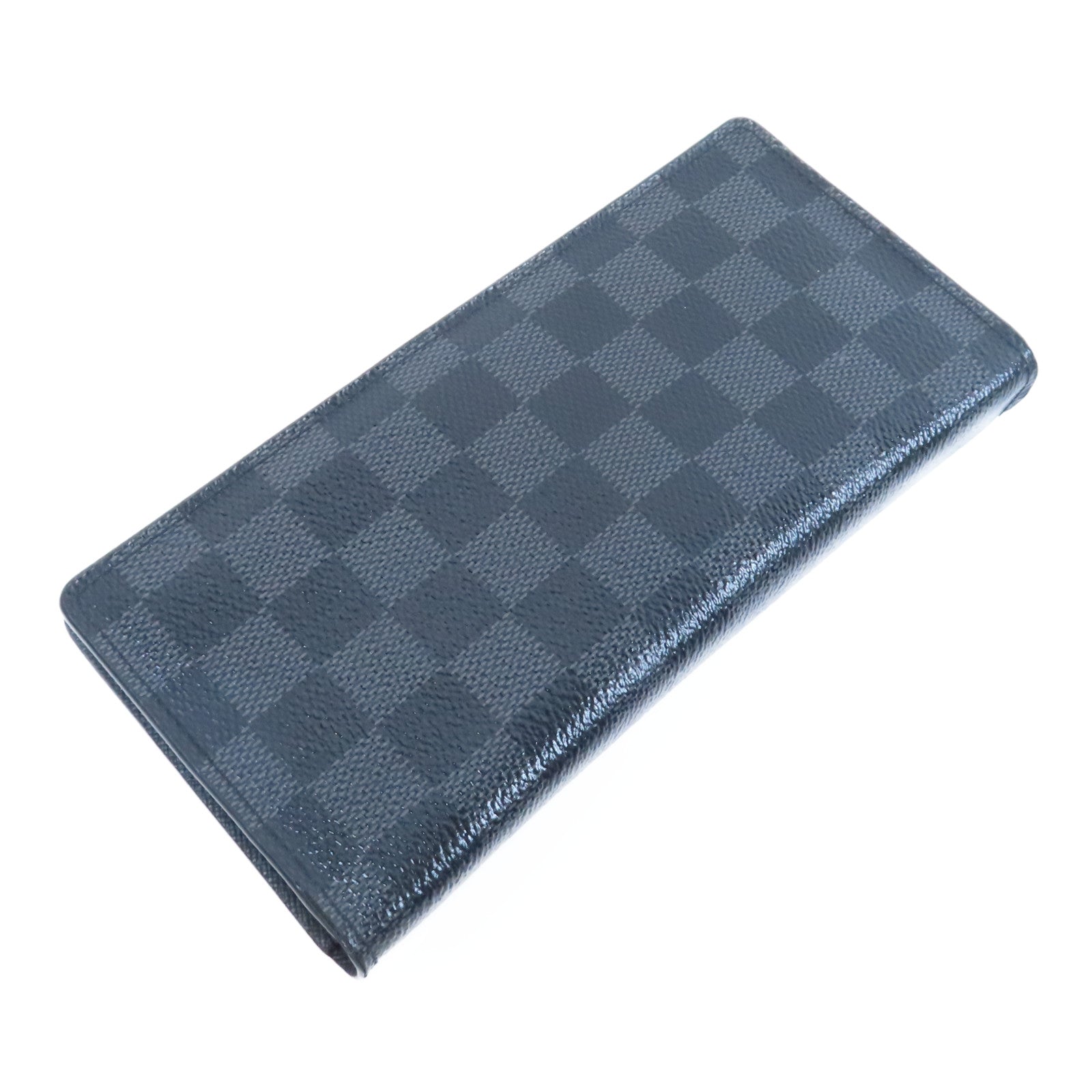 LOUIS VUITTON 【激減優惠】Damier Graphite Brazza銀扣長錢包黑色
