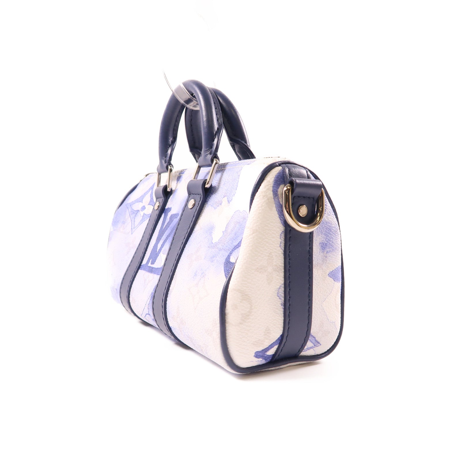 LOUIS VUITTON Monogram Watercolor Keepall XS銀扣手挽肩背兩用袋藍色/白色