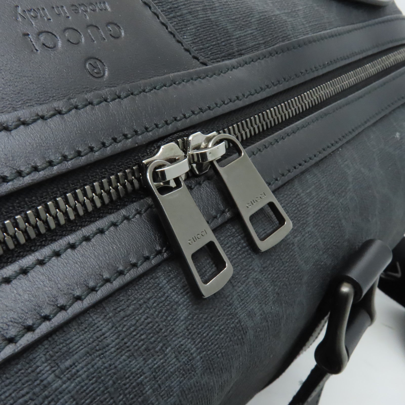 GUCCI 塗層帆布2way Shoulder Bag銀扣手挽肩背兩用袋黒色