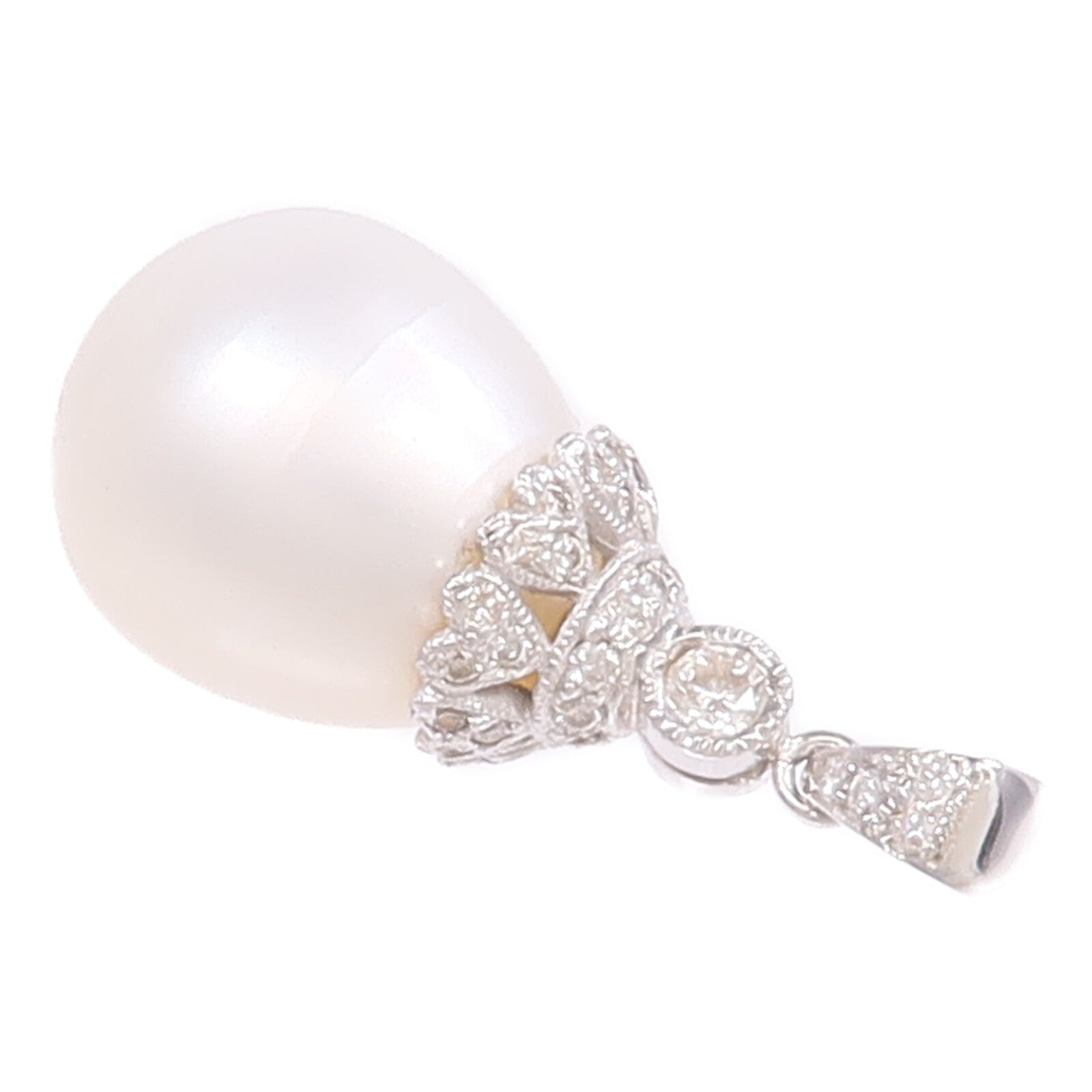 JEWELRY 18K白金Pearl Diamond Pendant Top珍珠/鑽石吊墜
