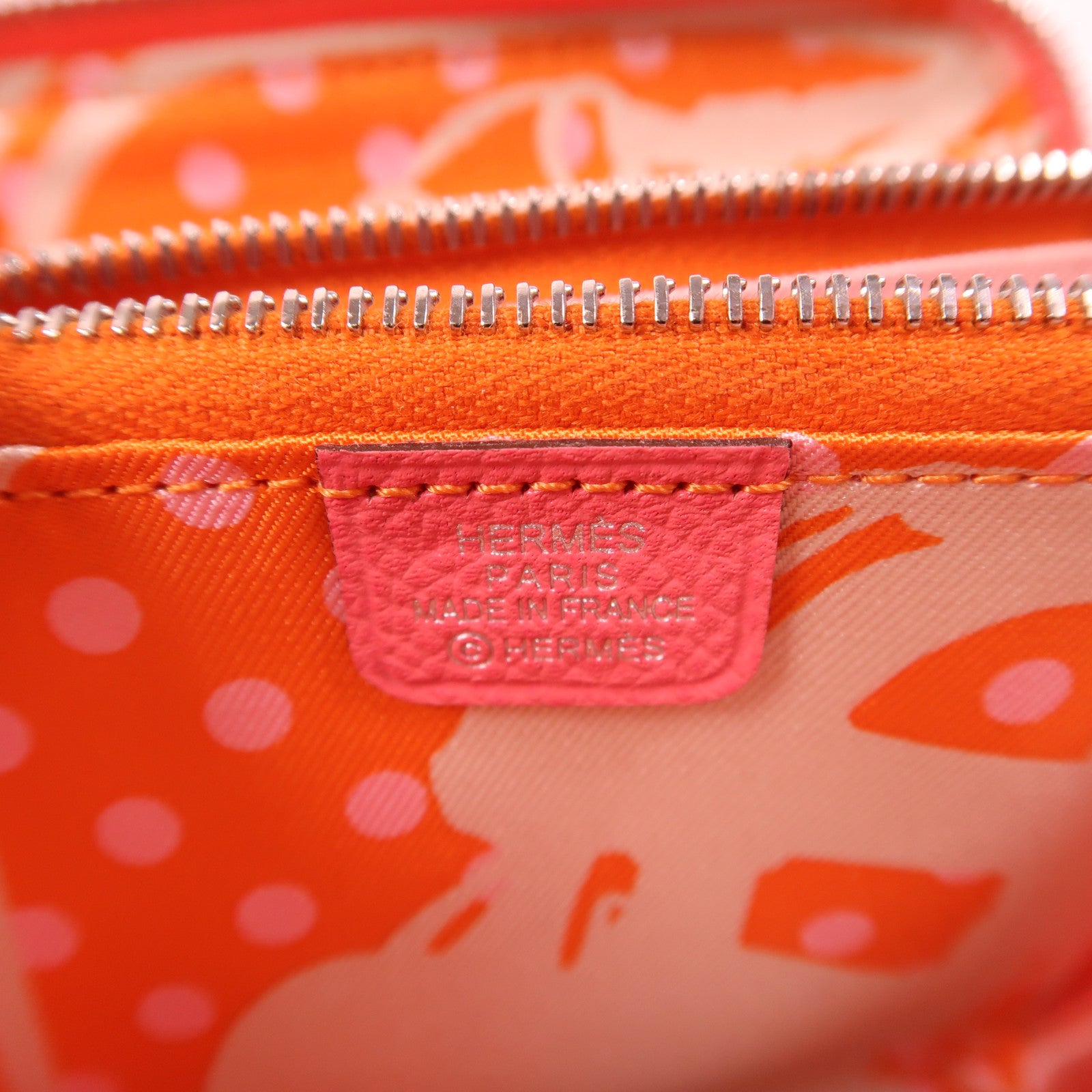 HERMES Epsom皮革Silk In Compact銀扣錢包8W Rose Azalee