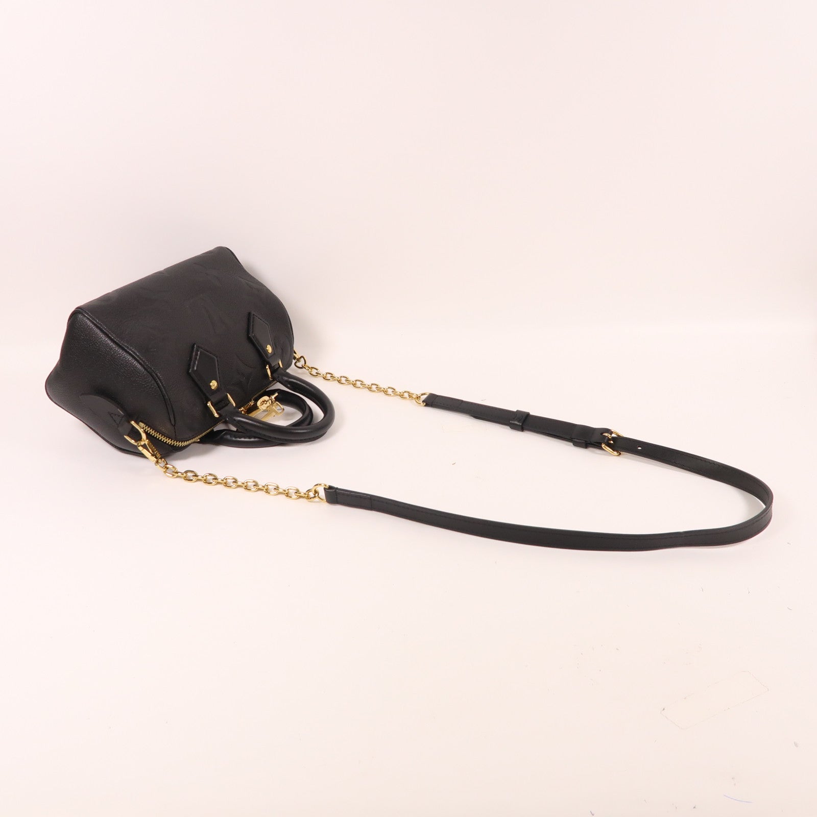LOUIS VUITTON Monogram Empreinte Speedy Bandouiere 20金扣手挽肩背兩用袋黑色