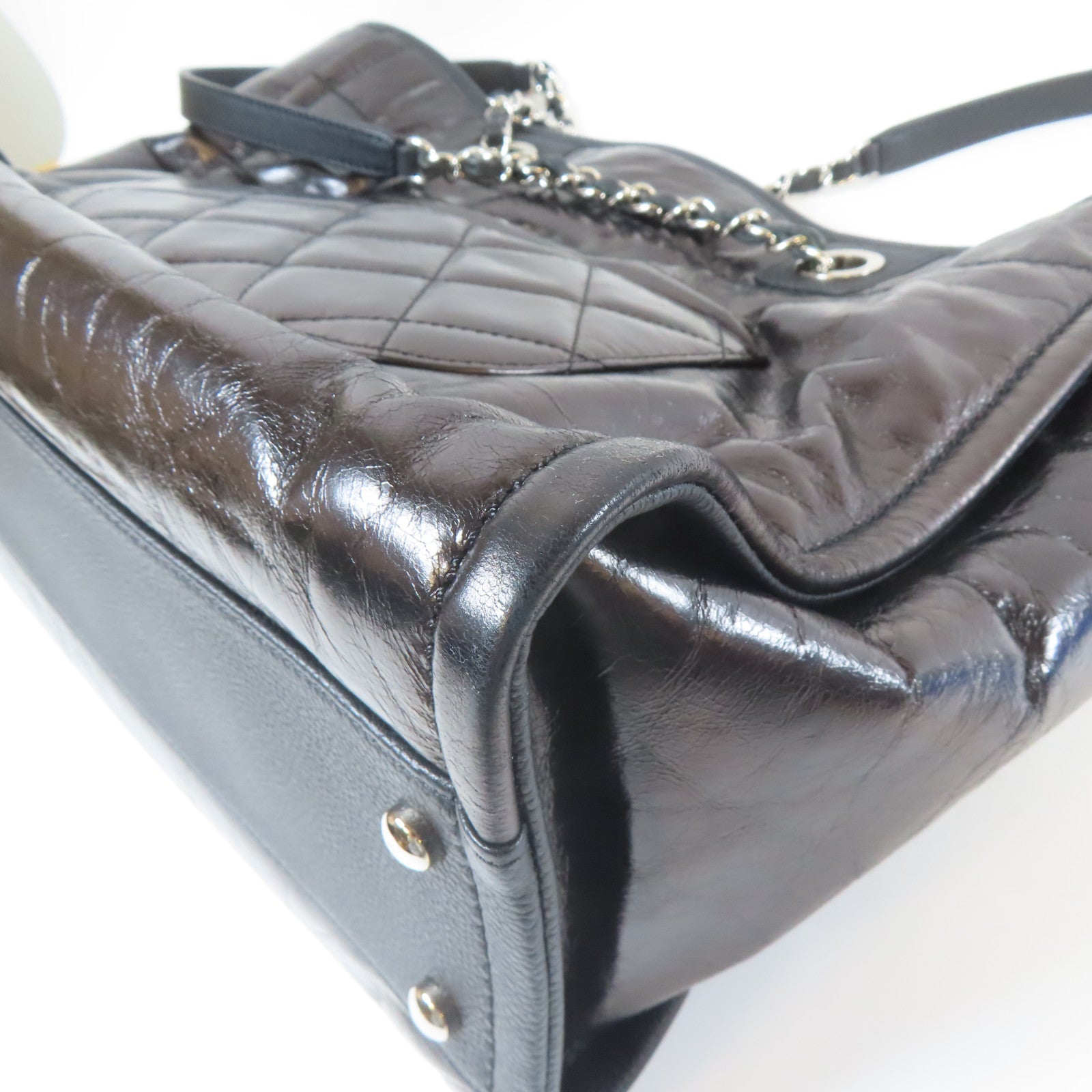 CHANEL 牛皮皮革31 Rue Cambon Chain Shoulder銀扣鏈帶肩背袋黑色