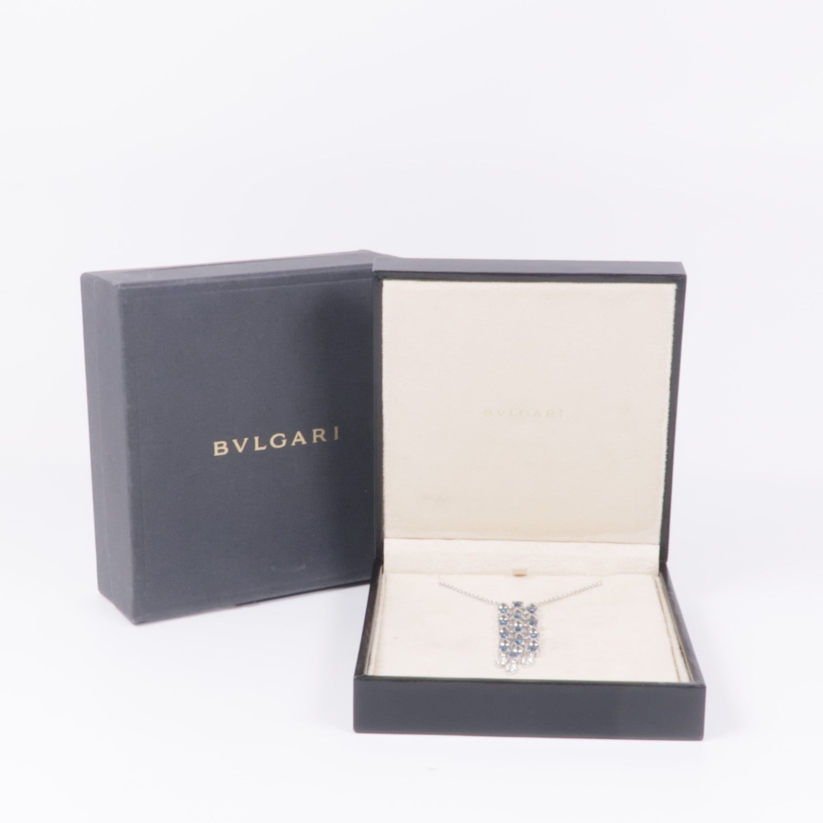 BVLGARI 18K白金Lucia Topaz Diamond Necklace藍色托帕石/鑽石項鍊