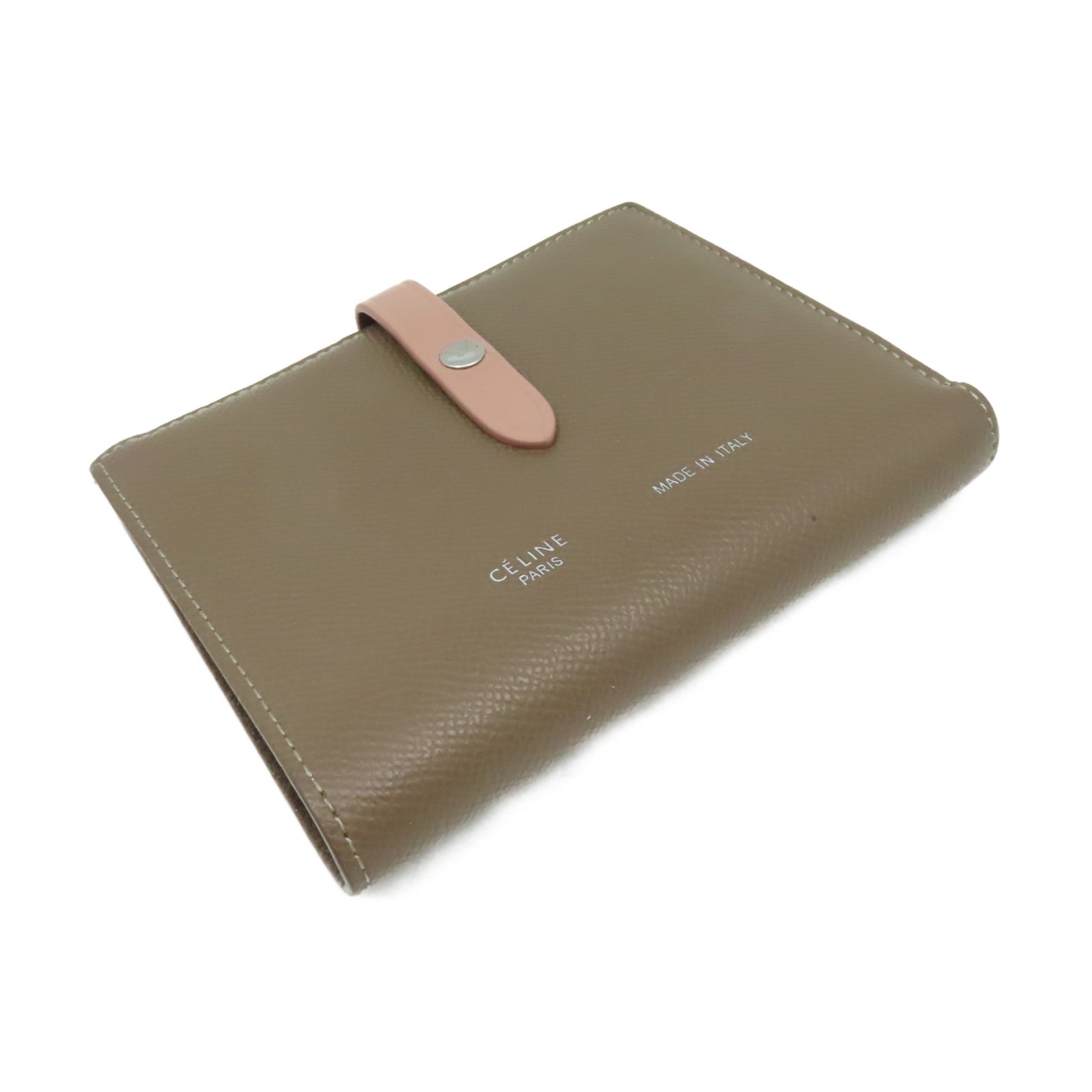 CELINE 【激減優惠】牛皮皮革Middle Wallet銀扣錢包啡色/粉紅色