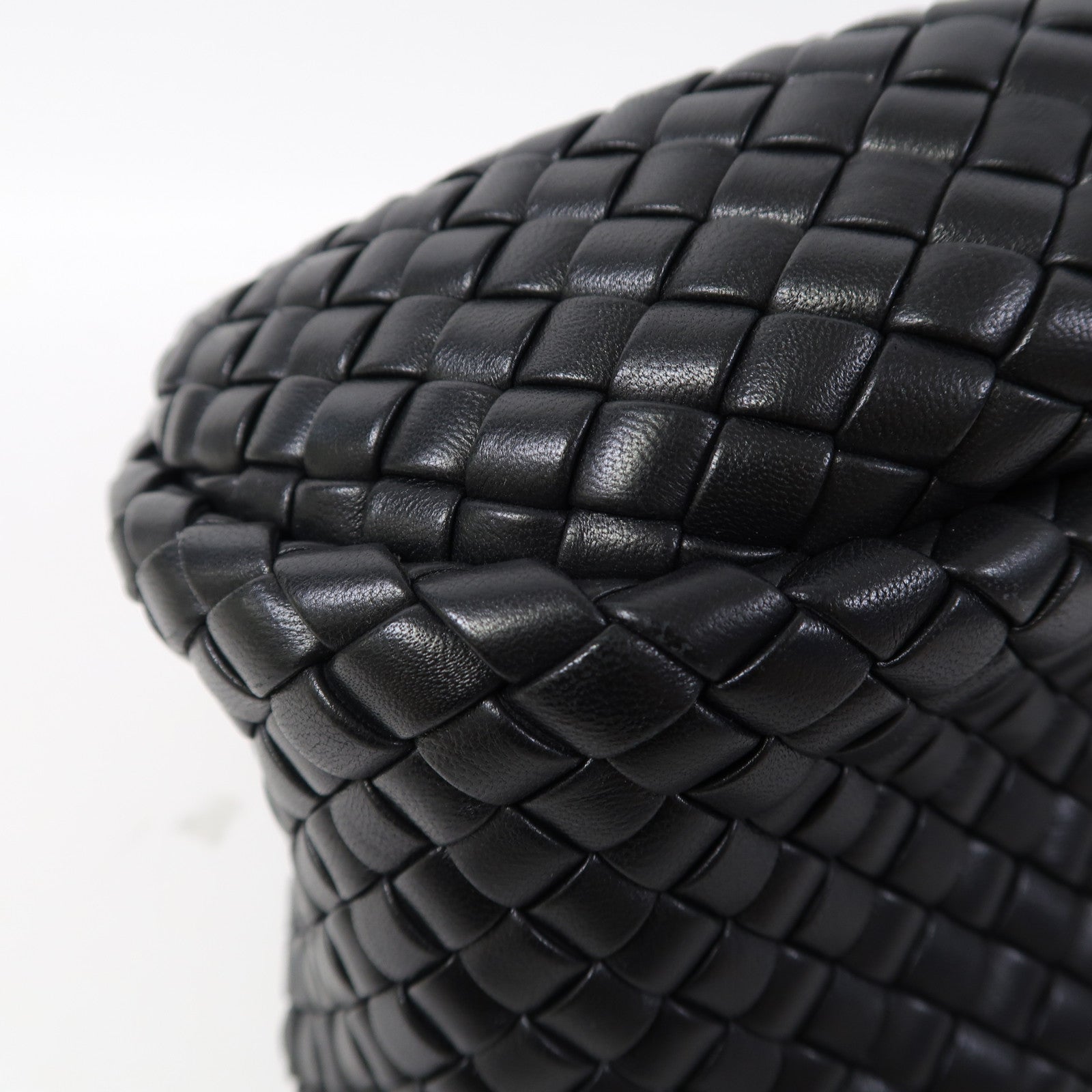 BOTTEGA VENETA 織紋牛皮皮革Hand Bag金扣手挽袋黑色