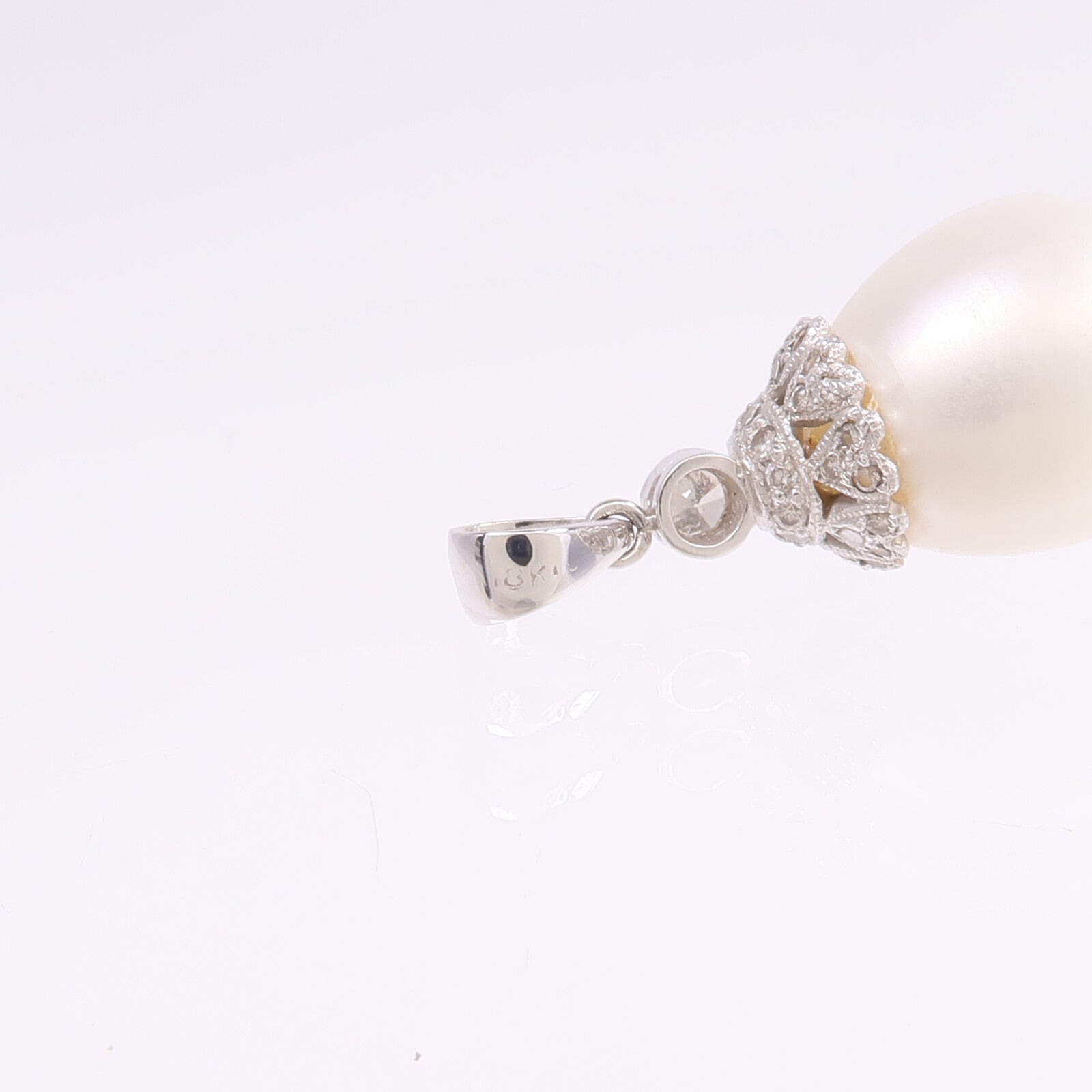 JEWELRY 18K白金Pearl Diamond Pendant Top珍珠/鑽石吊墜