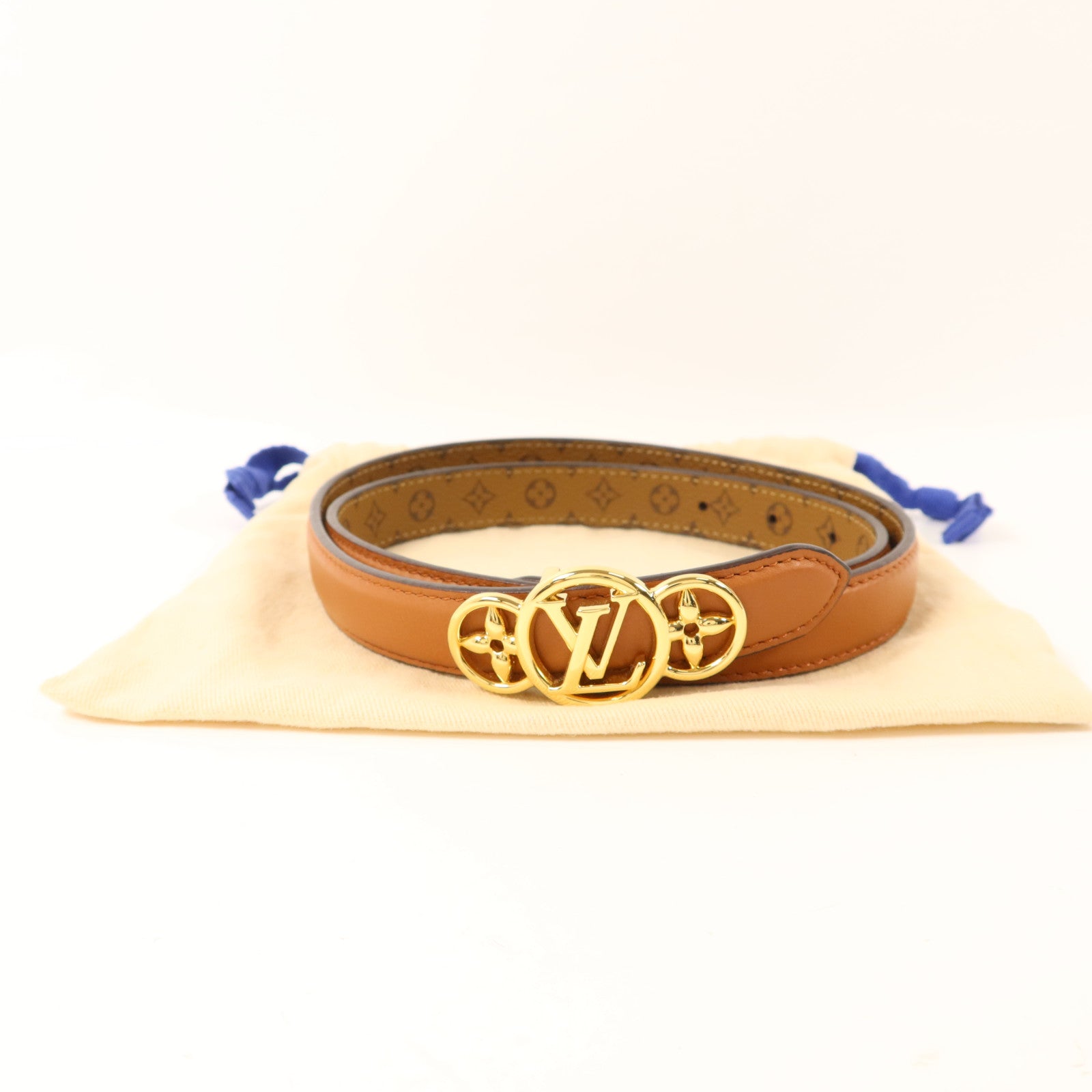 LOUIS VUITTON Monogram Reverse Trio Belt金扣皮帶