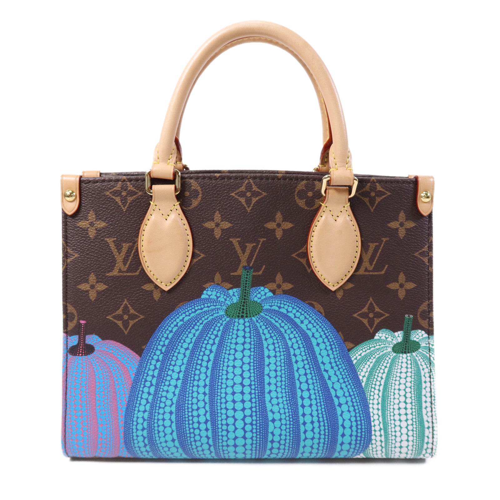 LOUIS VUITTON Monogram LVxYayoi Kusama On The Go PM金扣手挽肩背兩用袋