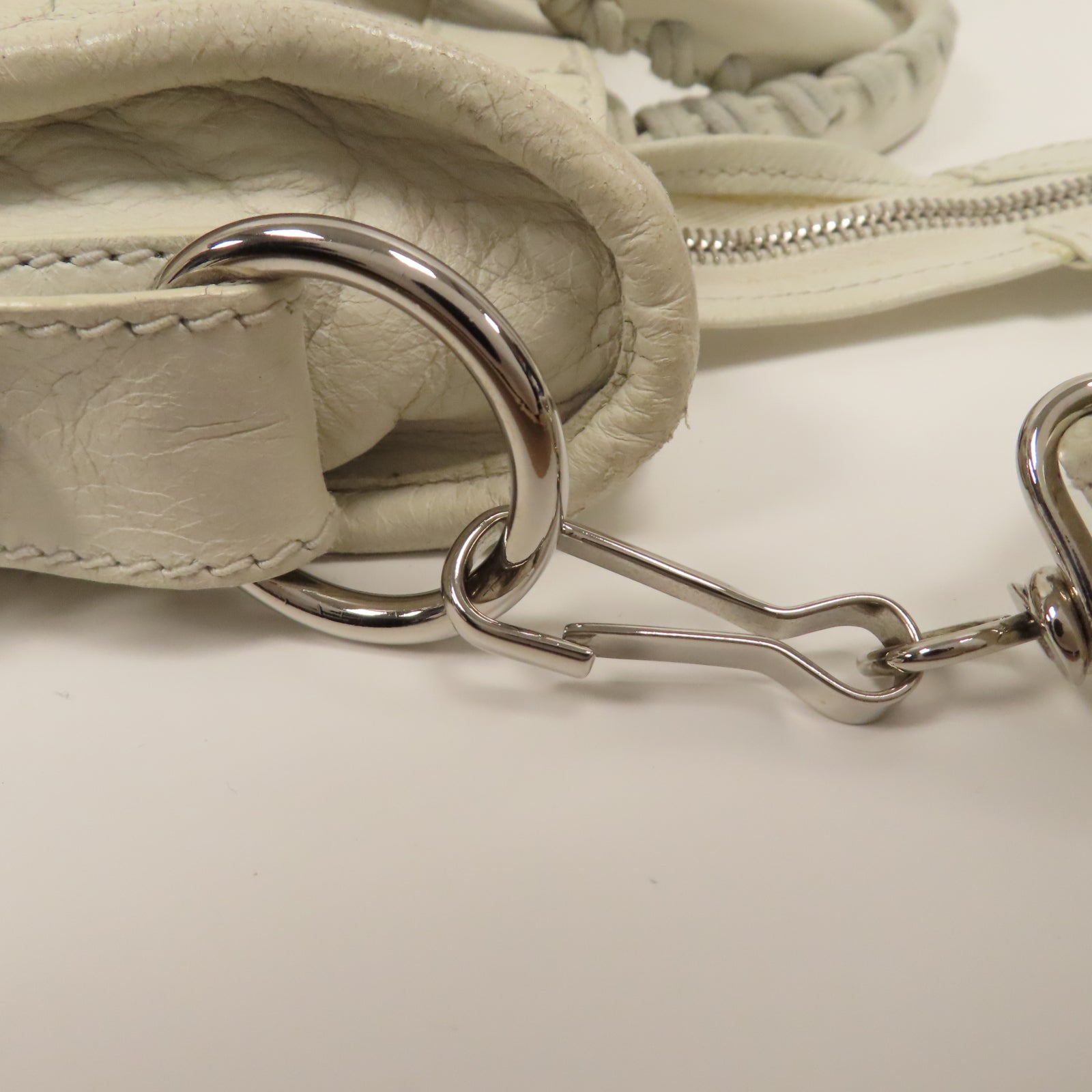 BALENCIAGA 羊皮皮革City銀扣手挽肩背兩用袋白色