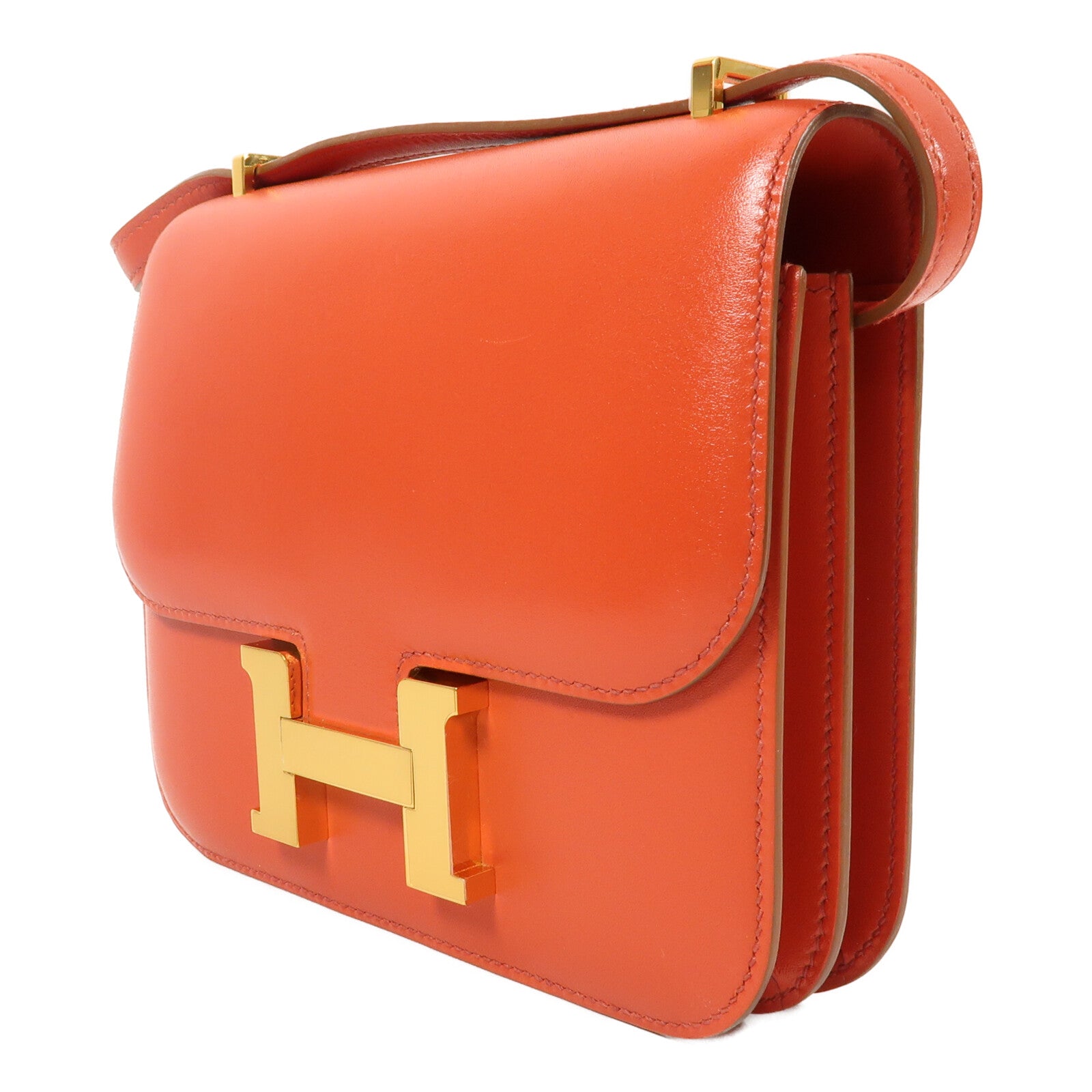 HERMES Tadelakt皮革Constance Mini肩背袋Sanguine