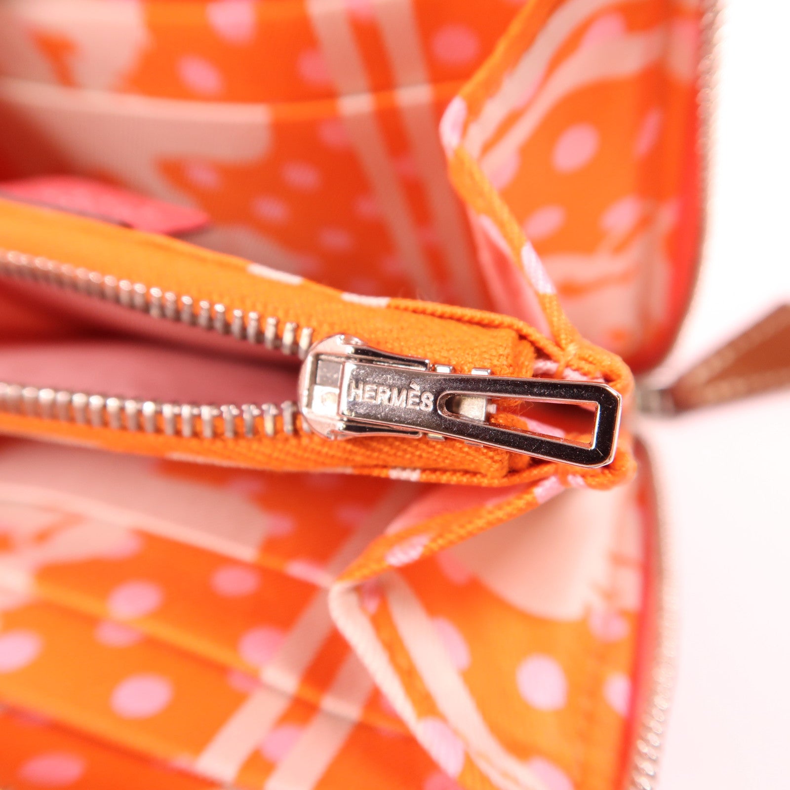 HERMES Epsom皮革Silk In Compact銀扣錢包8W Rose Azalee