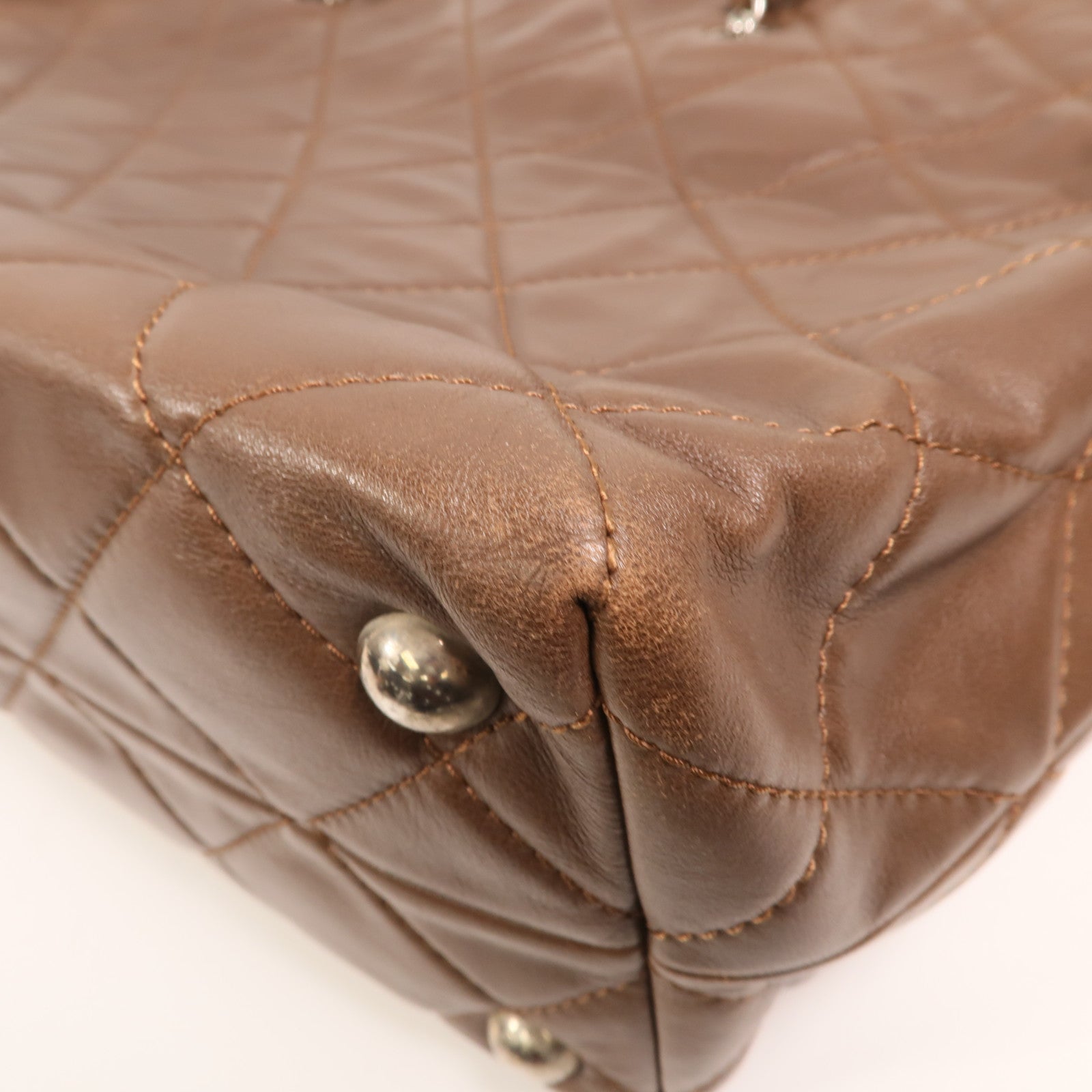 CHANEL 牛皮皮革Matelasse Chain Large銀扣鏈帶手挽袋