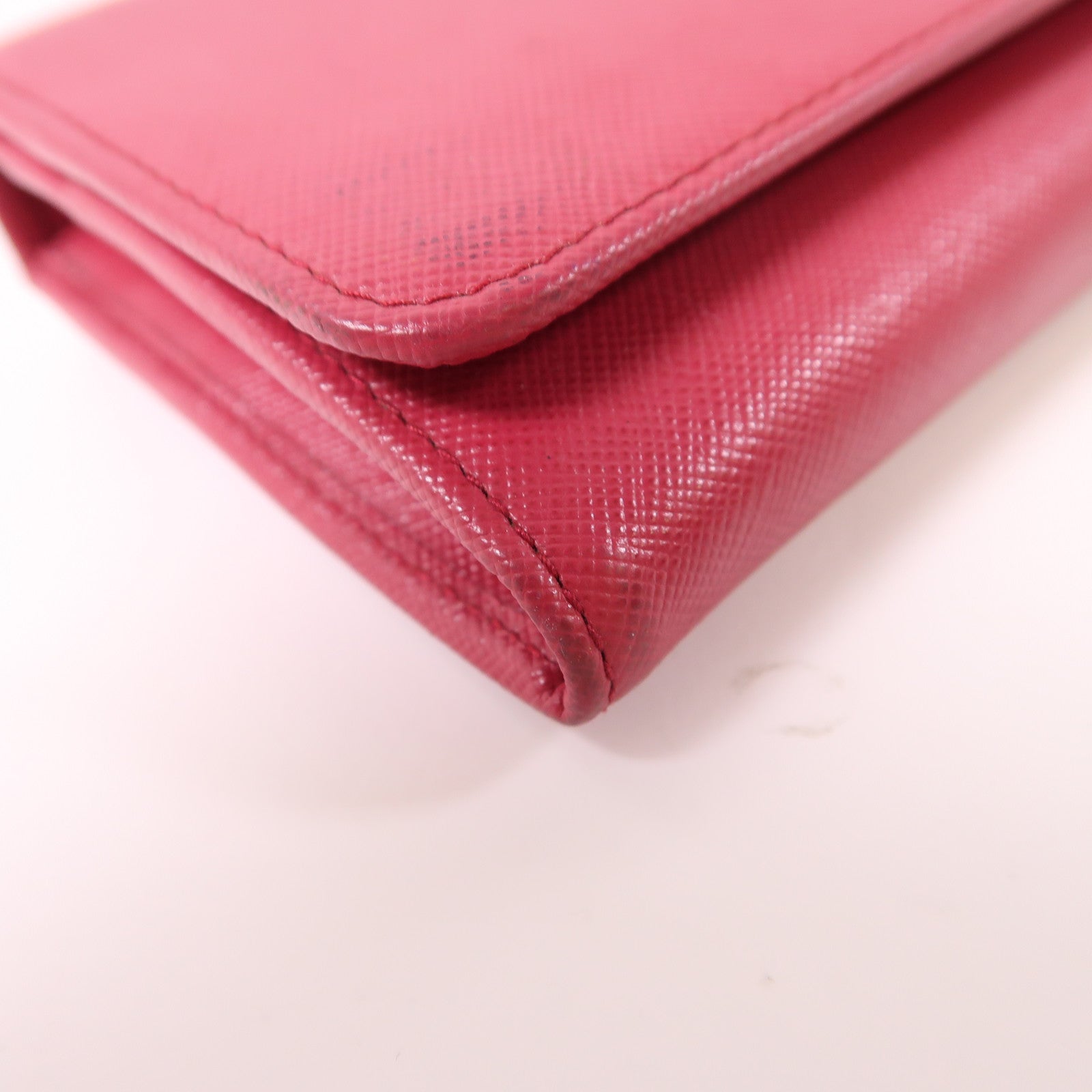 PRADA GHW Long Wallet Calfskin Leather Red