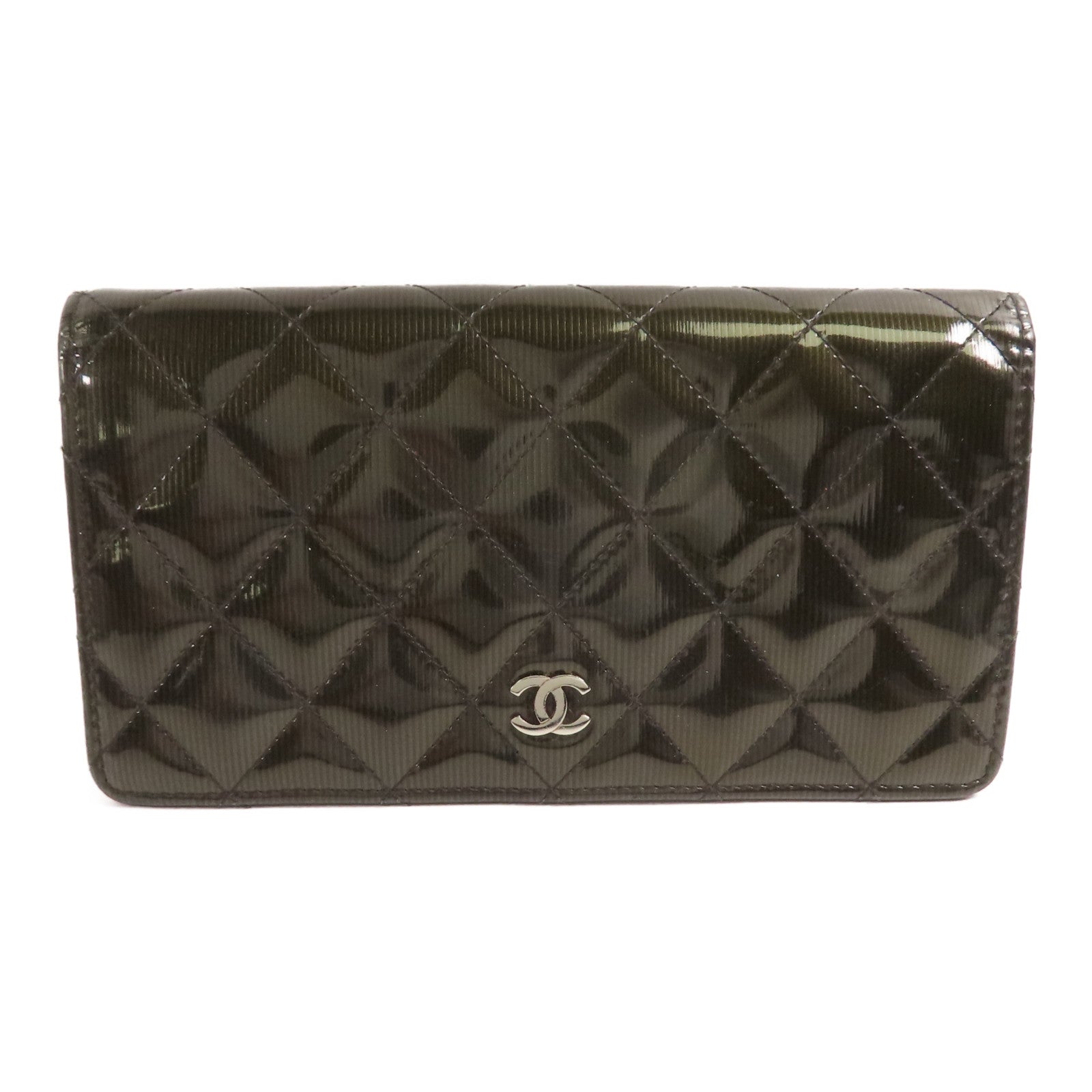 CHANEL 漆皮皮革Long Wallet銀扣長錢包