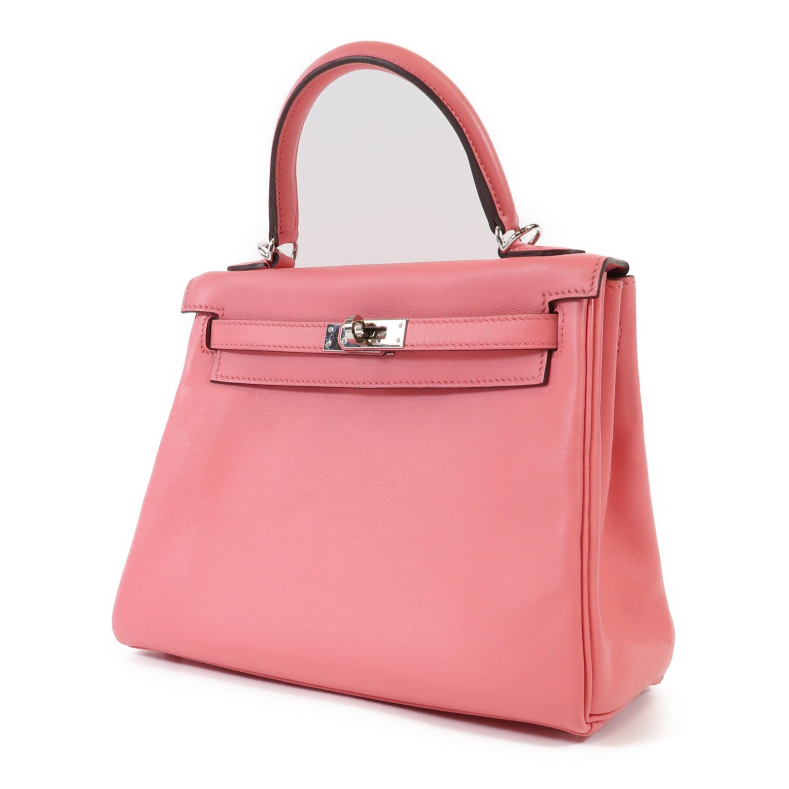 HERMES Swift皮革Kelly 25銀扣手挽肩背兩用袋Rose Ete