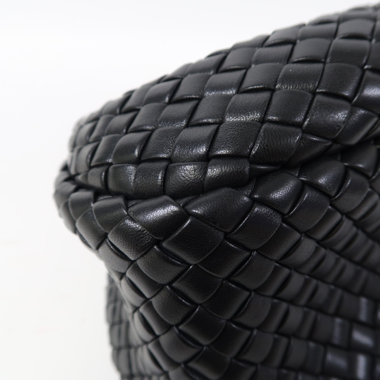 BOTTEGA VENETA 織紋牛皮皮革Hand Bag金扣手挽袋黑色