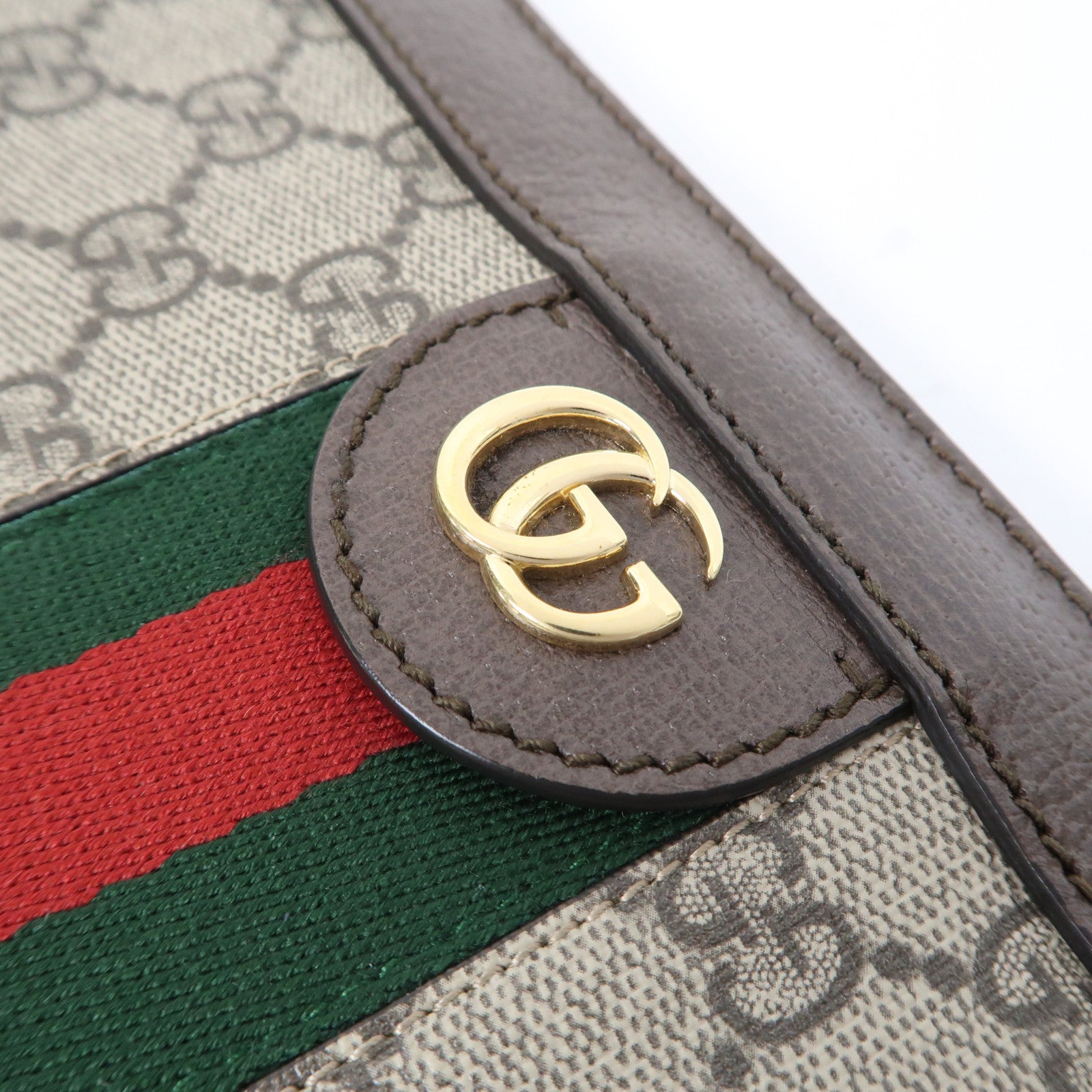 GUCCI 【激減優惠】塗層帆布Ophidia GG Chain金扣鏈帶肩背袋啡色