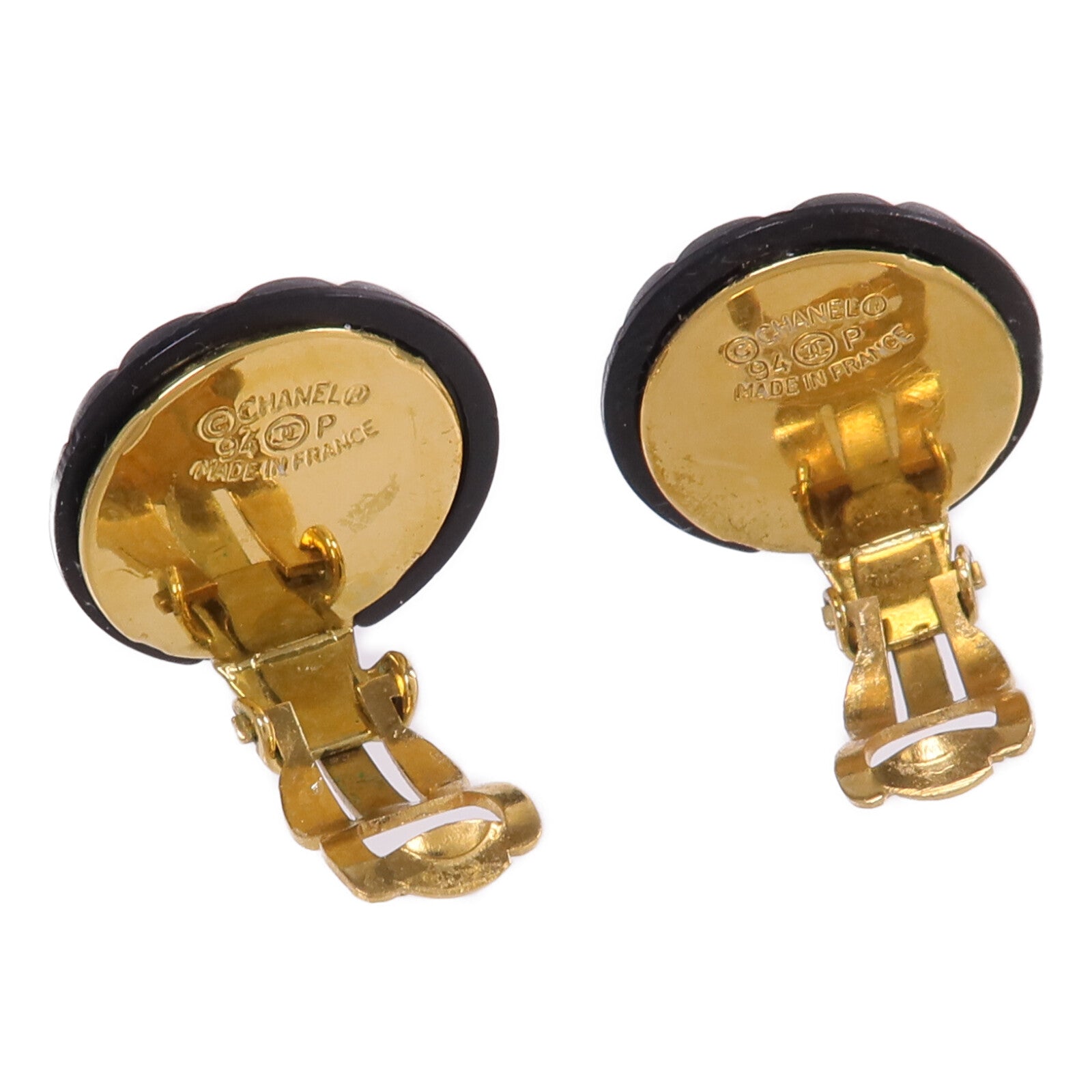 CHANEL 金屬/PVC Earrings金扣耳環