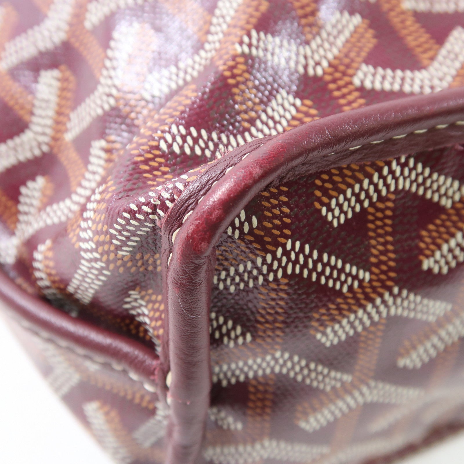 GOYARD 塗層帆布Anjou銀扣手挽袋紅色