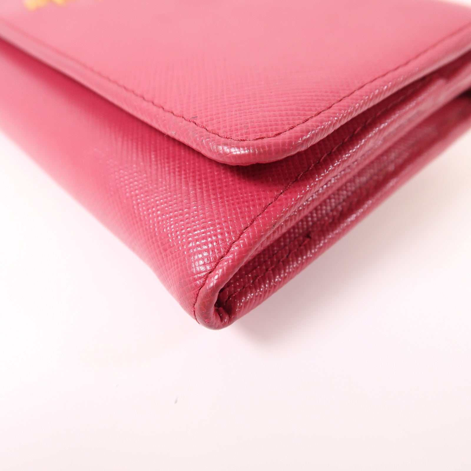 PRADA GHW Long Wallet Calfskin Leather Red