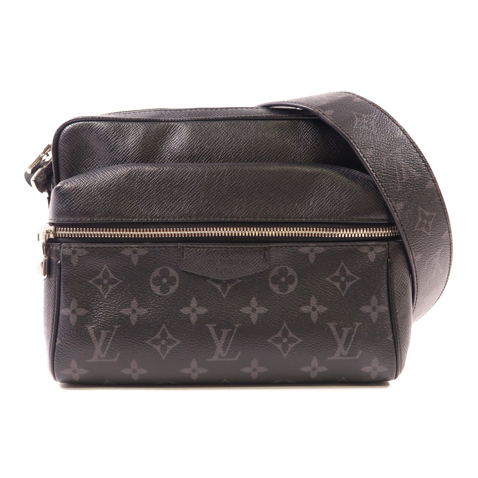 LOUIS VUITTON Monogram Eclipse/Taiga Outdoor Messenger銀扣肩背袋